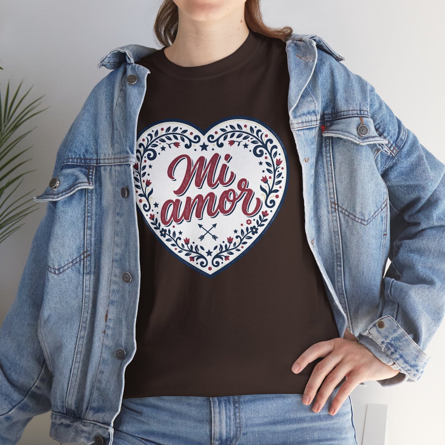 Mi Amor Heart T-Shirt — Romantic Floral Graphic Tee for Valentine’s Day