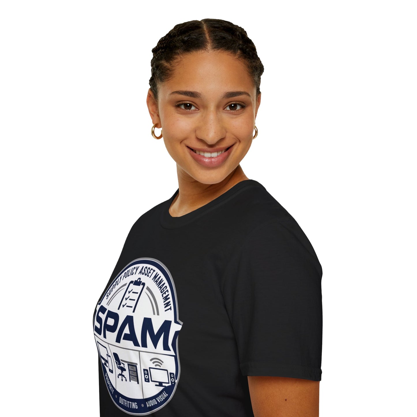 SPAM Supply Policy Asset Management T-Shirt — Logistics/ IT / Admin Graphic Tee