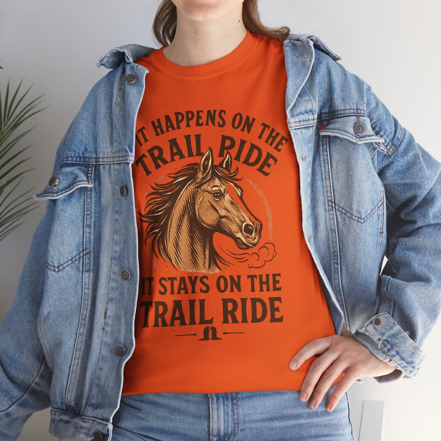 Trail Ride T-Shirt — "If It Happens On The Trail Ride, It Stays On The Trail Ride" Horse Tee