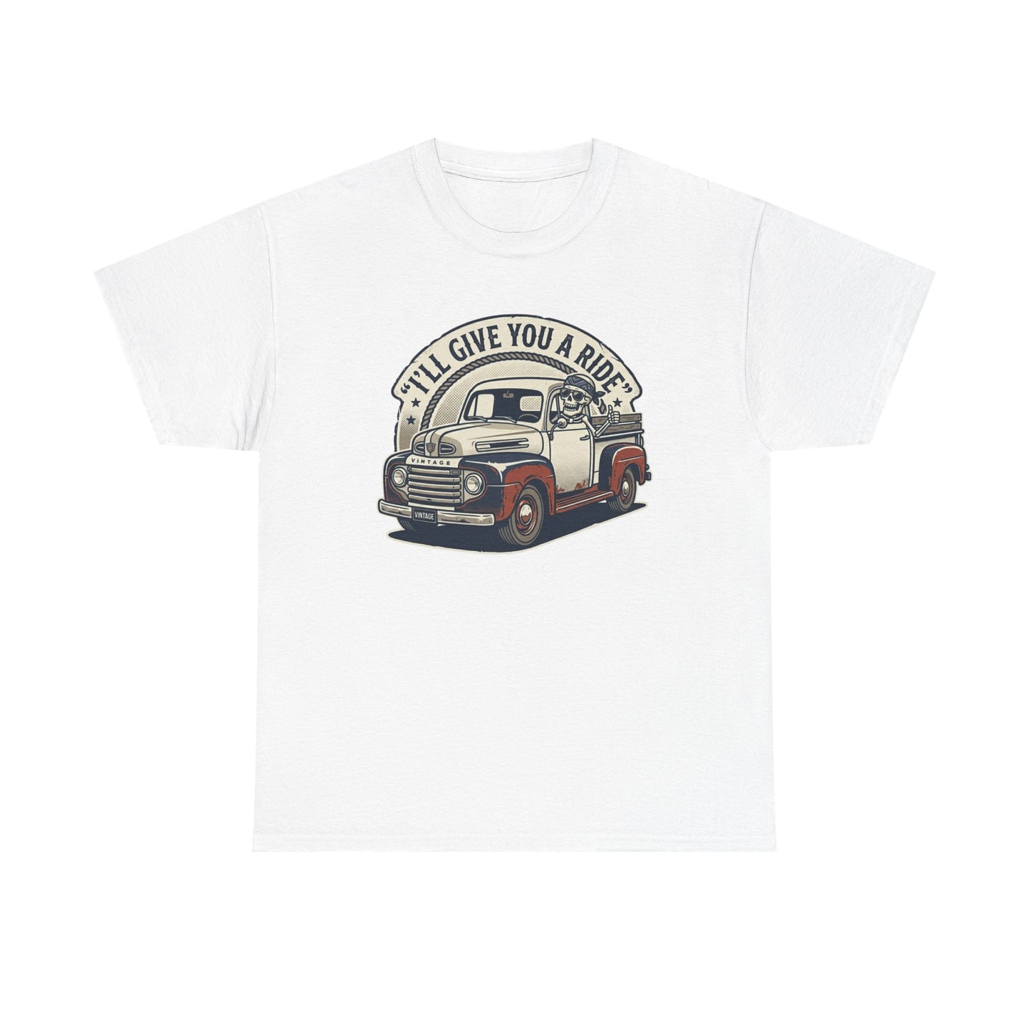 Vintage Pickup Truck T-Shirt — “I’ll Give You a Ride” Classic Retro Tee Printify