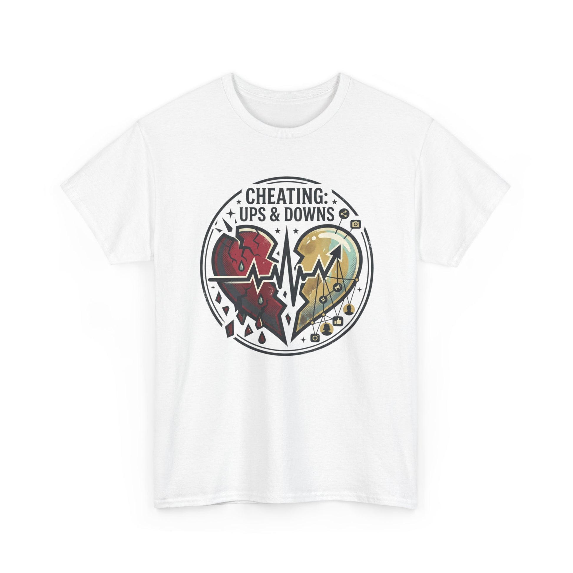 Cheating: Ups & Downs Broken Heart Graphic Tee Printify