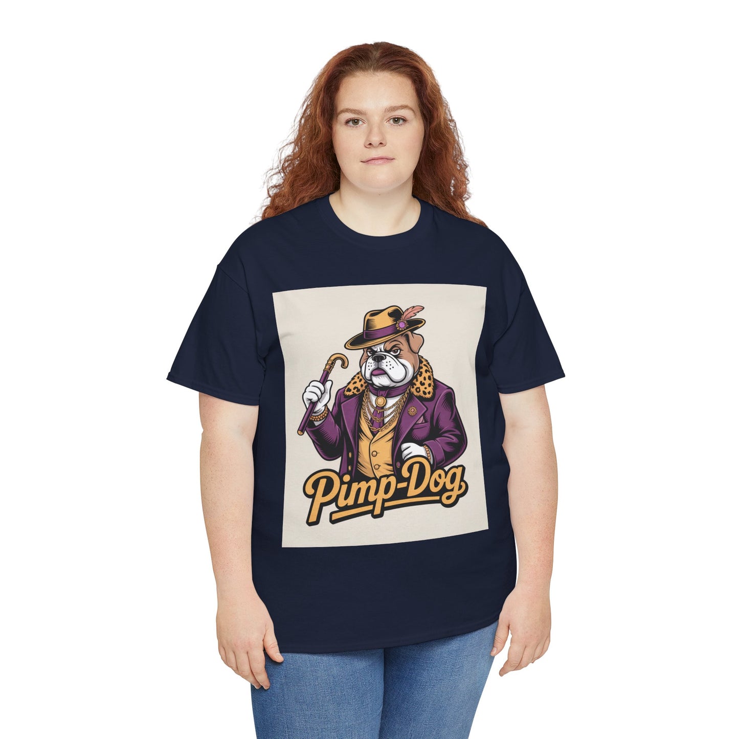 Pimp-Dog Graphic Tee — Retro Bulldog Character Shirt Printify