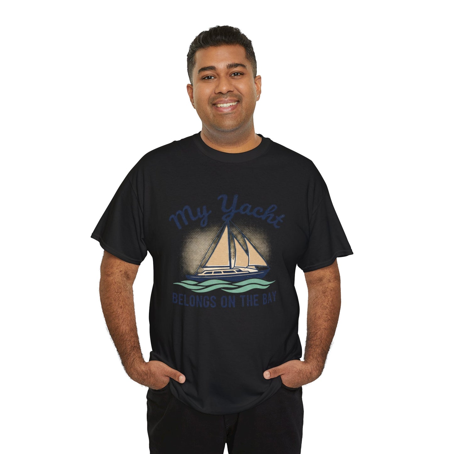Sailboat Graphic Tee - "My Yacht Belongs on the Bay" Casual Nautical T-Shirt