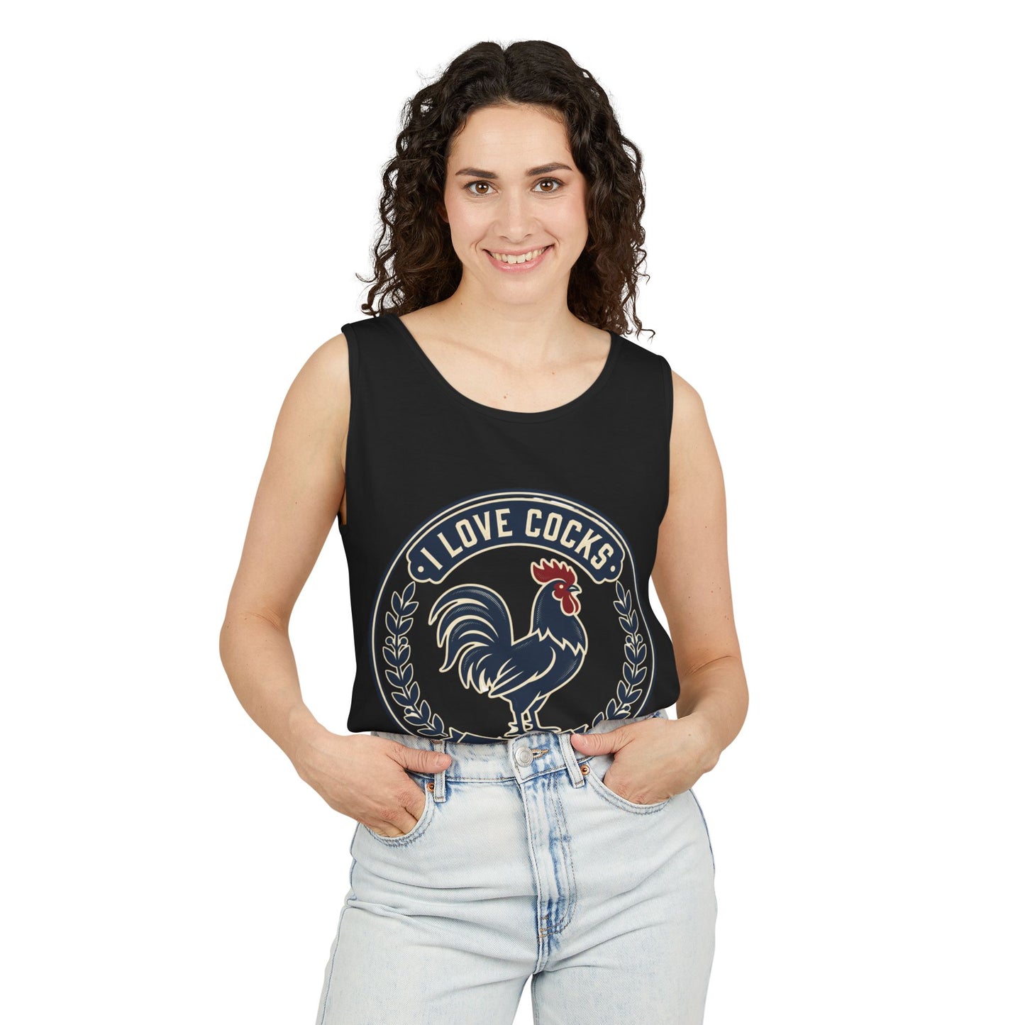 I Love Cocks Rooster Tank — Vintage Farmyard Graphic Tank Top