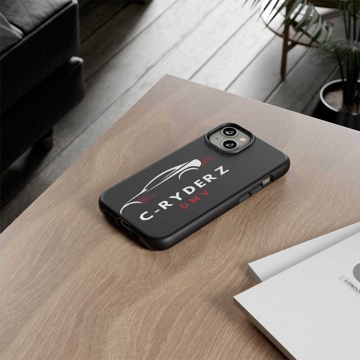 C-Ryderz DMV Black Slim Phone Case — Sporty Car Silhouette Protective Cover Printify
