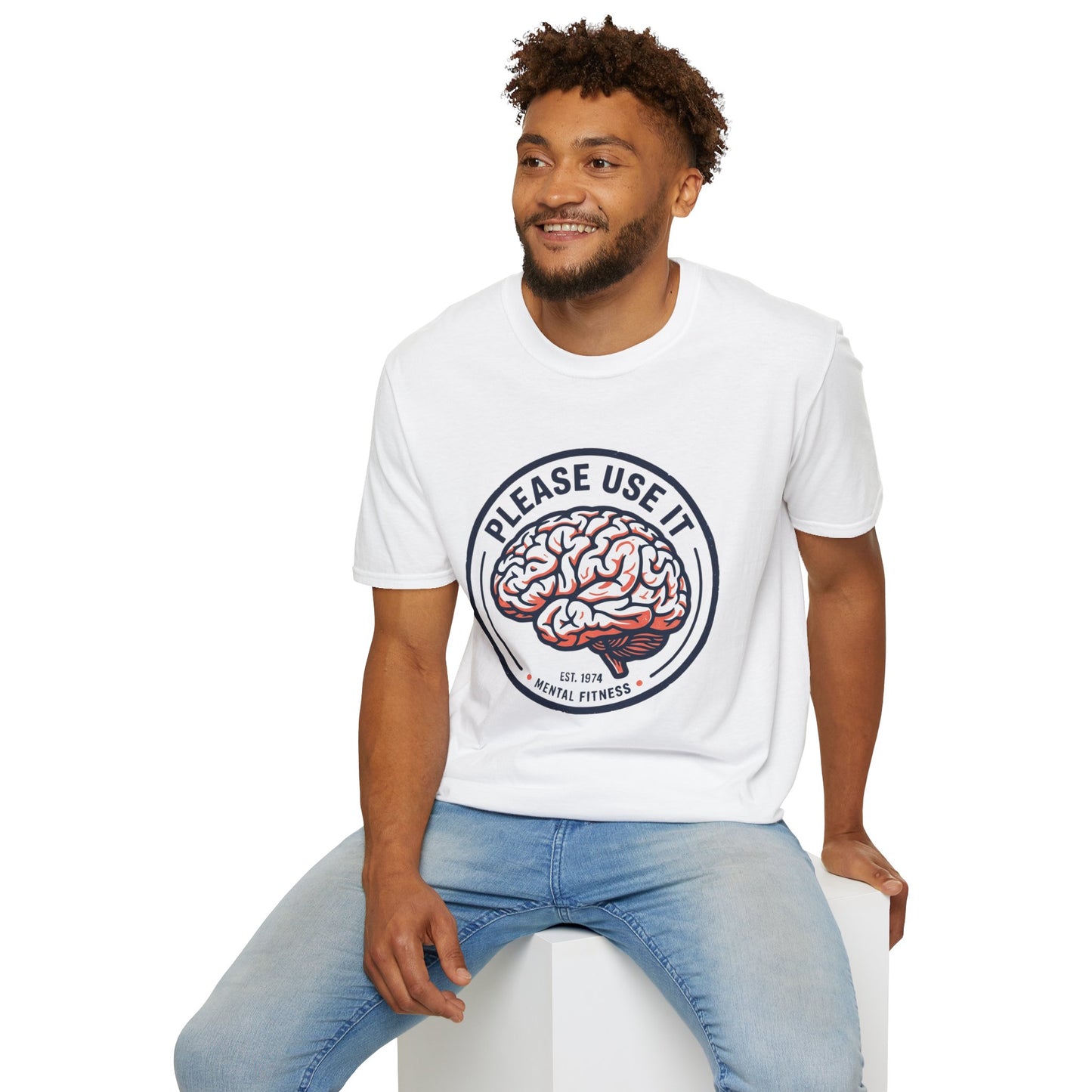 Please Use It Brain Graphic T-Shirt — Funny Mental Fitness Tee