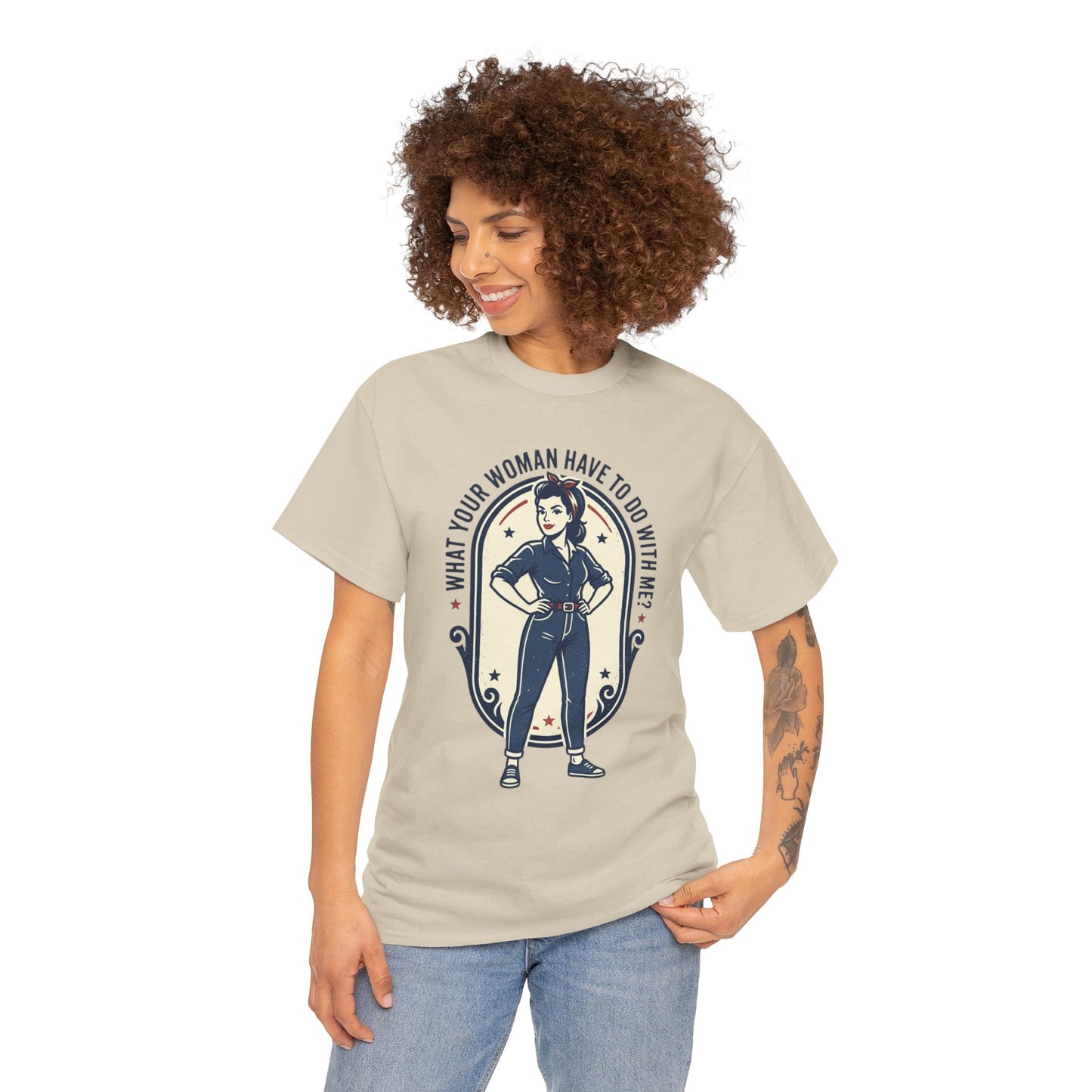 'What Your Woman Have To Do With Me?' Retro Pin-Up Graphic Tee