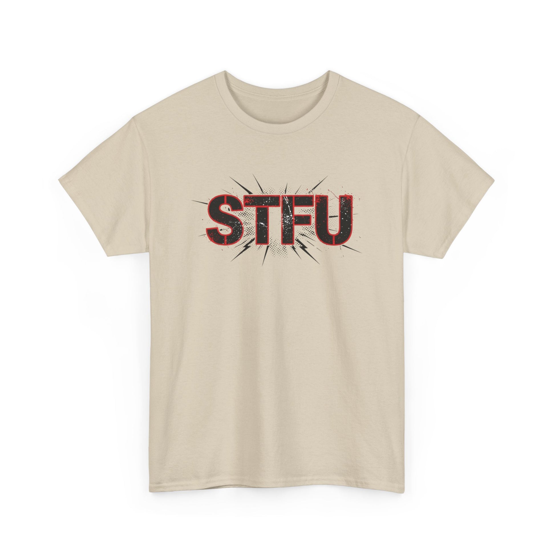STFU Graphic Tee — Bold Distressed Text Shirt for Statement Style Printify
