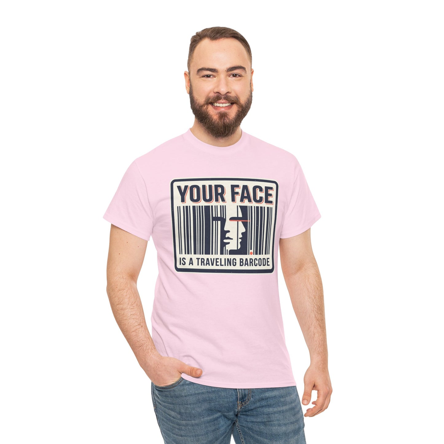 "Your Face Is a Traveling Barcode" Graphic Tee