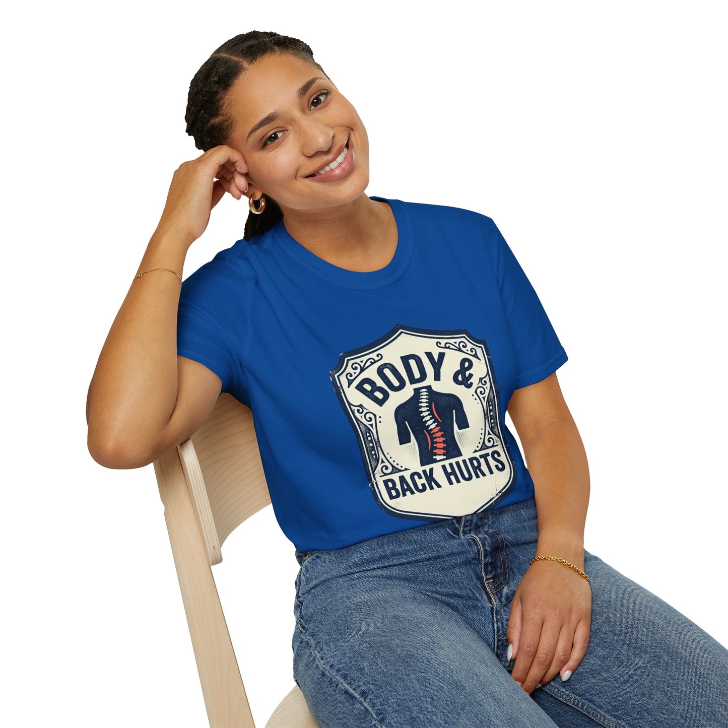 Back Hurts T-Shirt — Body & Back Hurts Graphic Tee for Spine Pain Relief Awareness