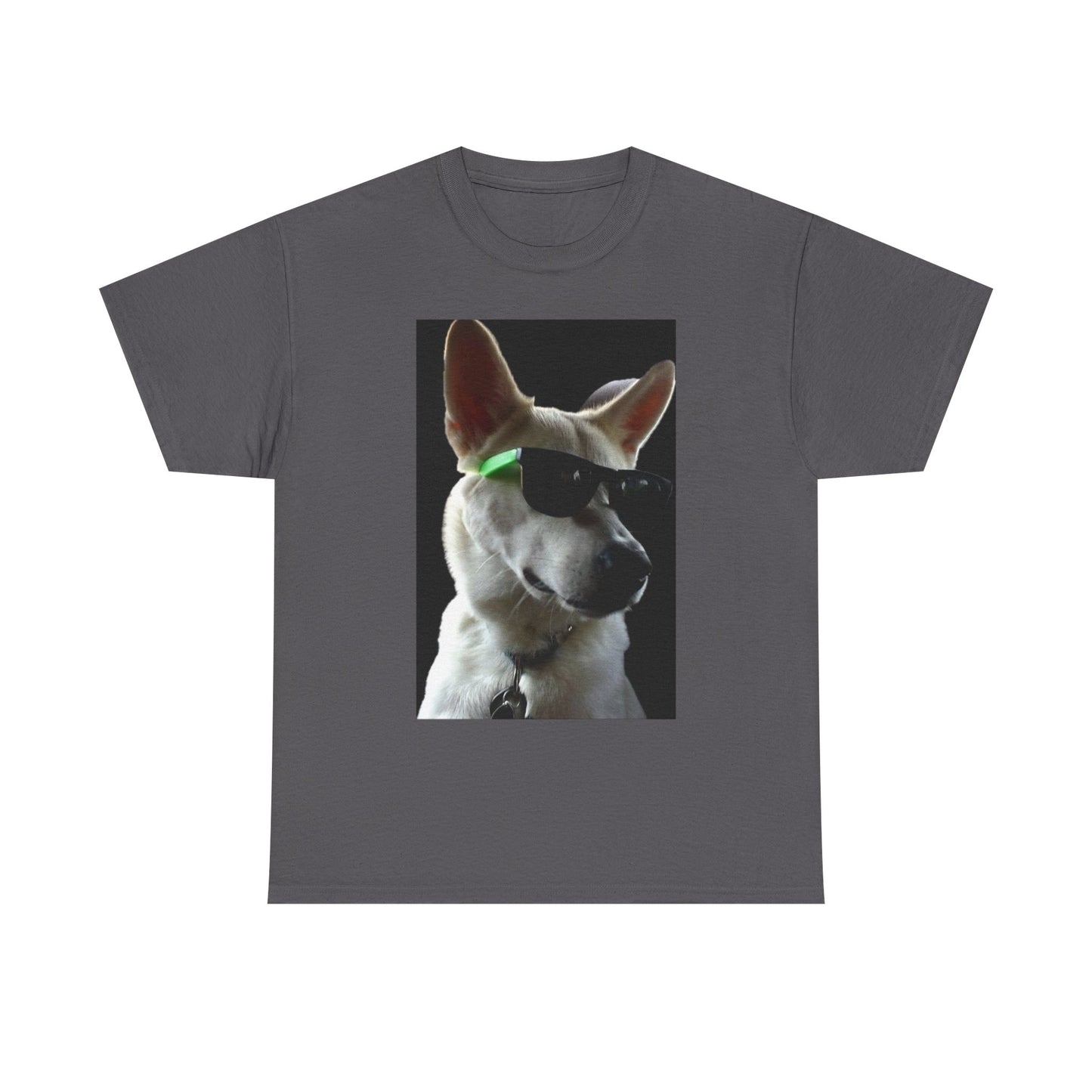 Cyberpunk Dog Photo Tee — Futuristic Bull Terrier Graphic T-Shirt Printify