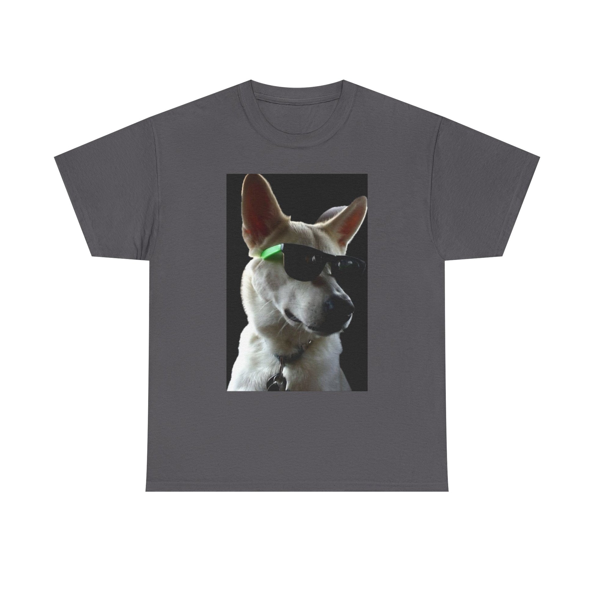 Cyberpunk Dog Photo Tee — Futuristic Bull Terrier Graphic T-Shirt Printify
