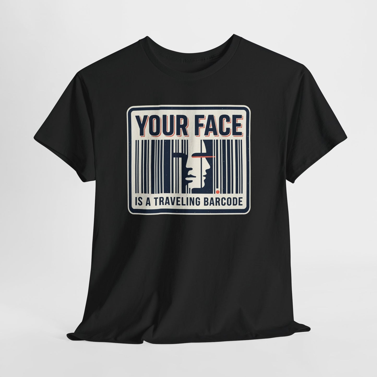 "Your Face Is a Traveling Barcode" Graphic Tee