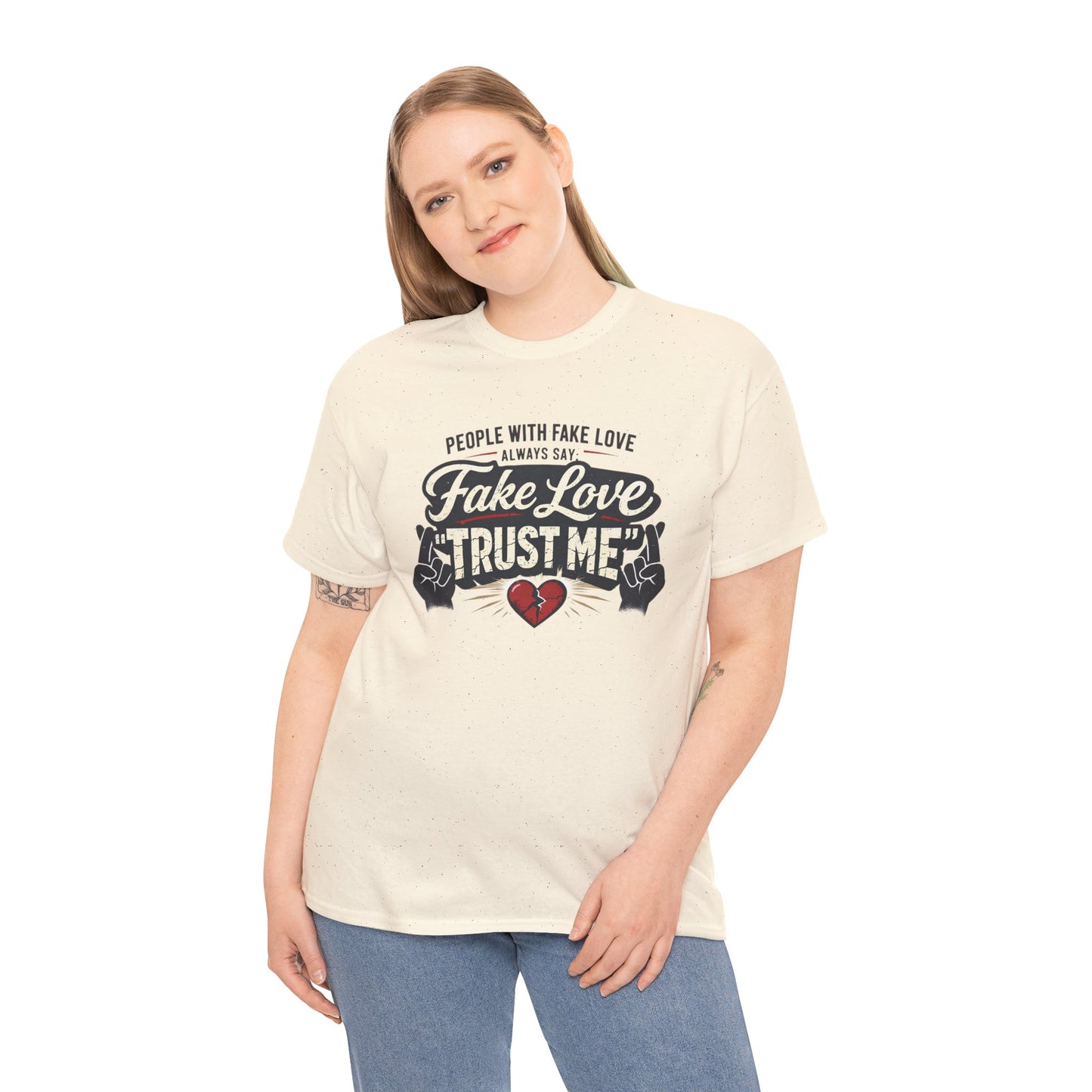 Fake Love Trust Me T-Shirt – Vintage Tattoo Heart Graphic Tee