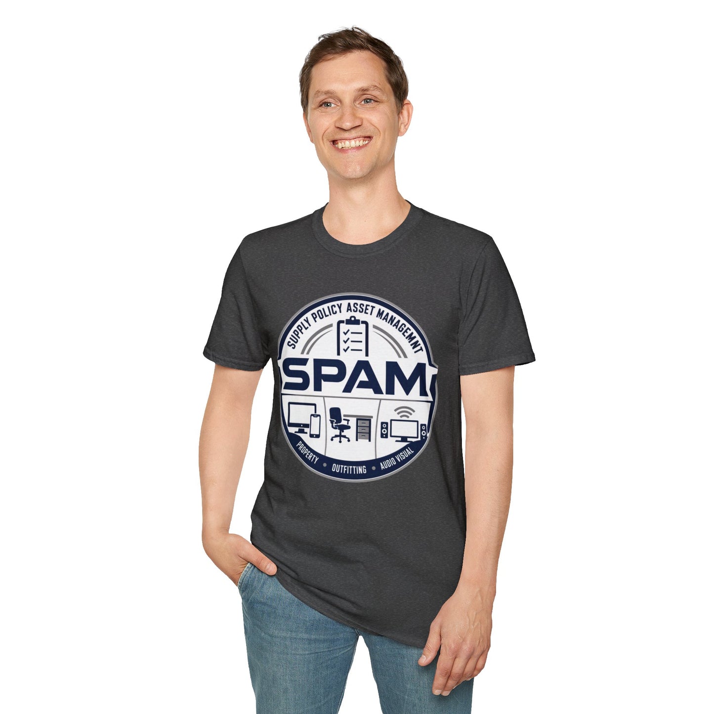 SPAM Supply Policy Asset Management T-Shirt — Logistics/ IT / Admin Graphic Tee