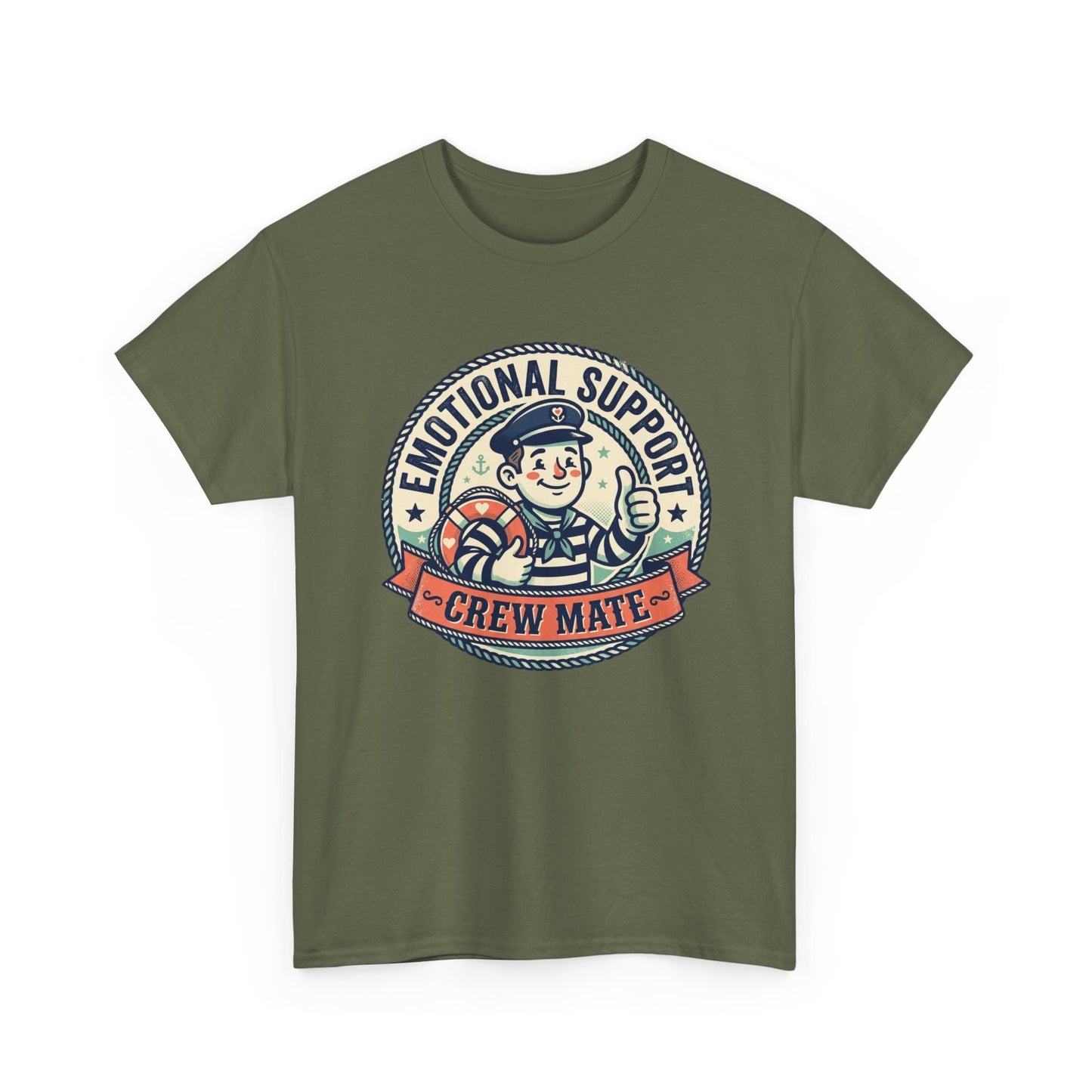 Emotional Support Crew Mate T‑Shirt — Retro Nautical Crewmate Tee Printify