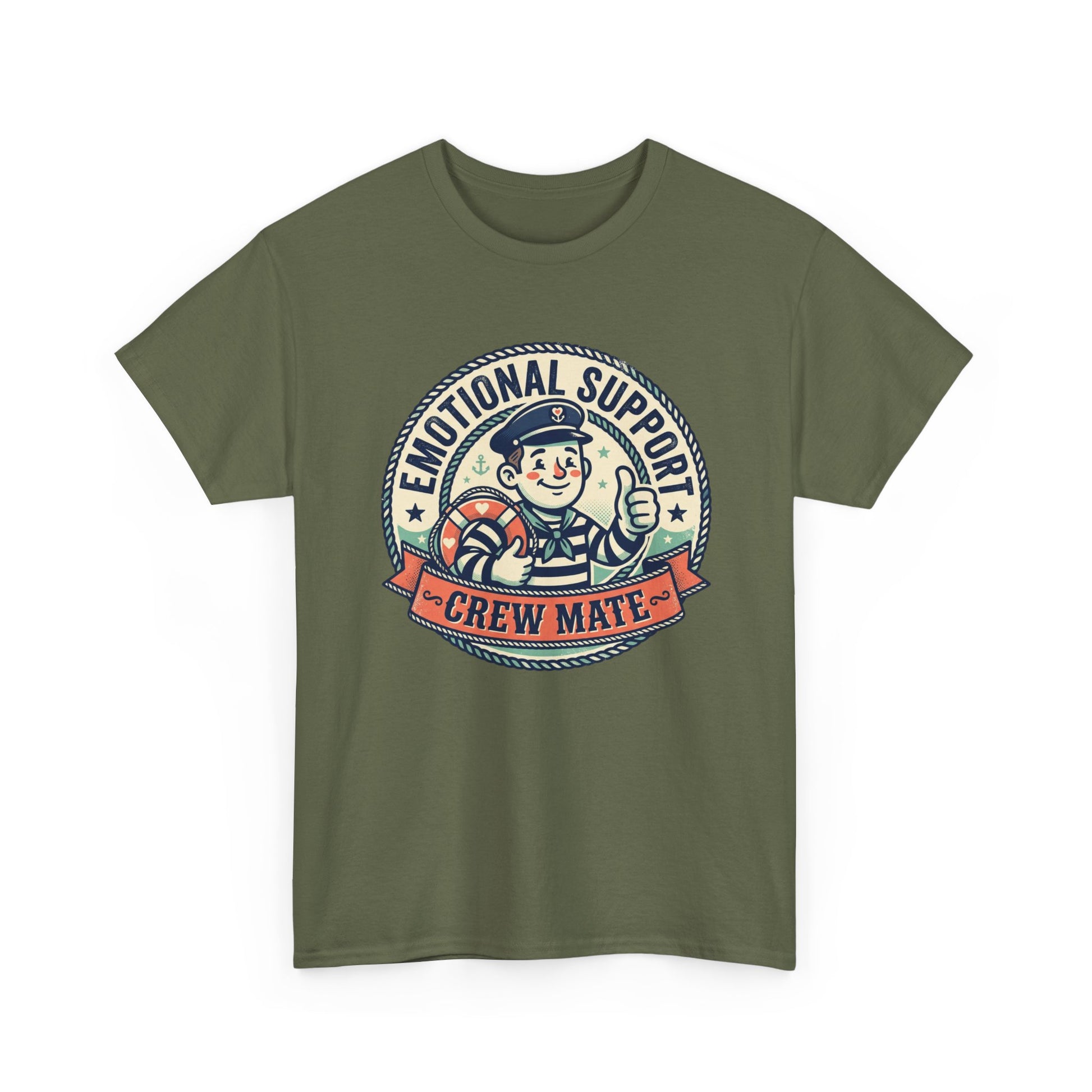Emotional Support Crew Mate T‑Shirt — Retro Nautical Crewmate Tee Printify