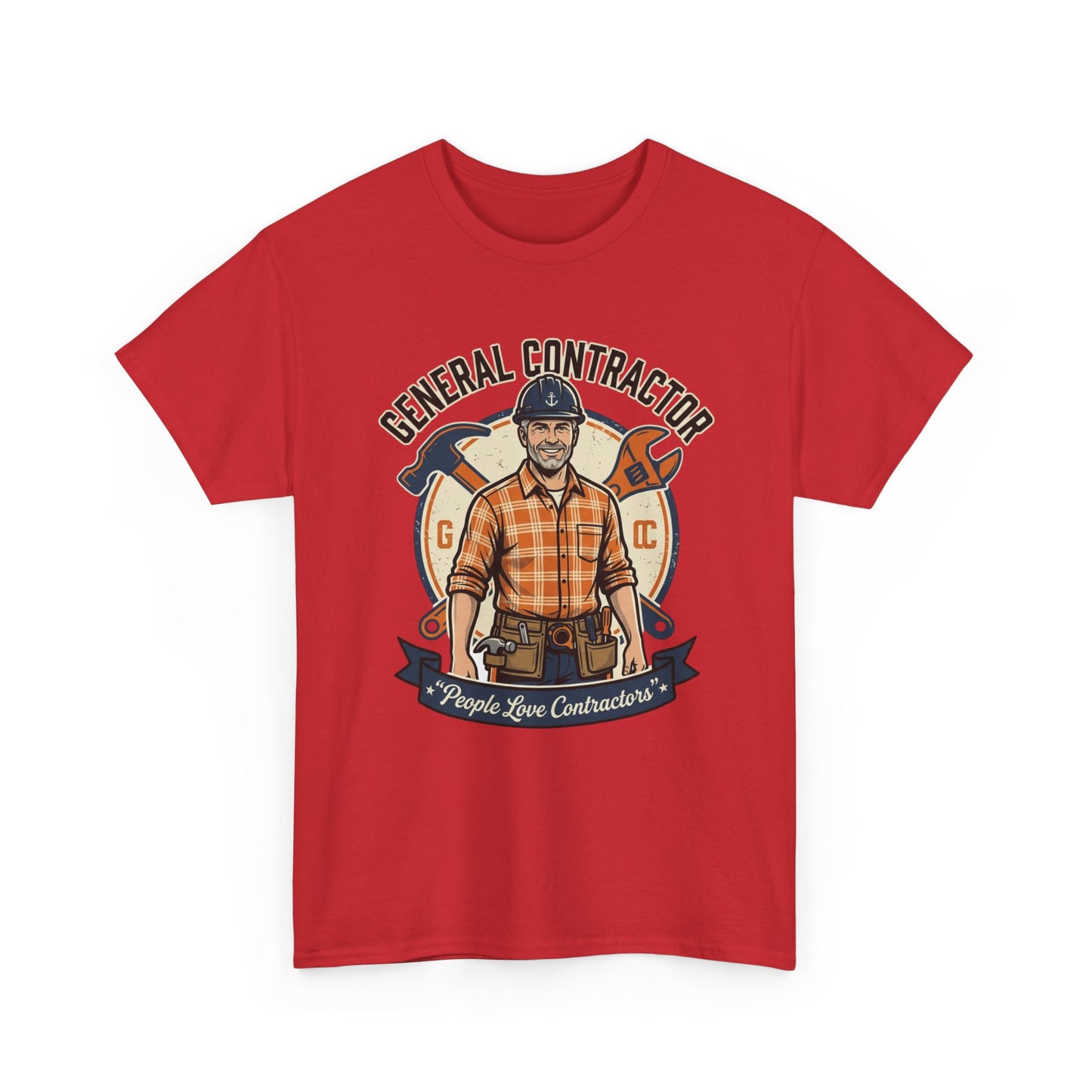 General Contractor T-Shirt — Vintage Construction Worker Logo Tee Printify