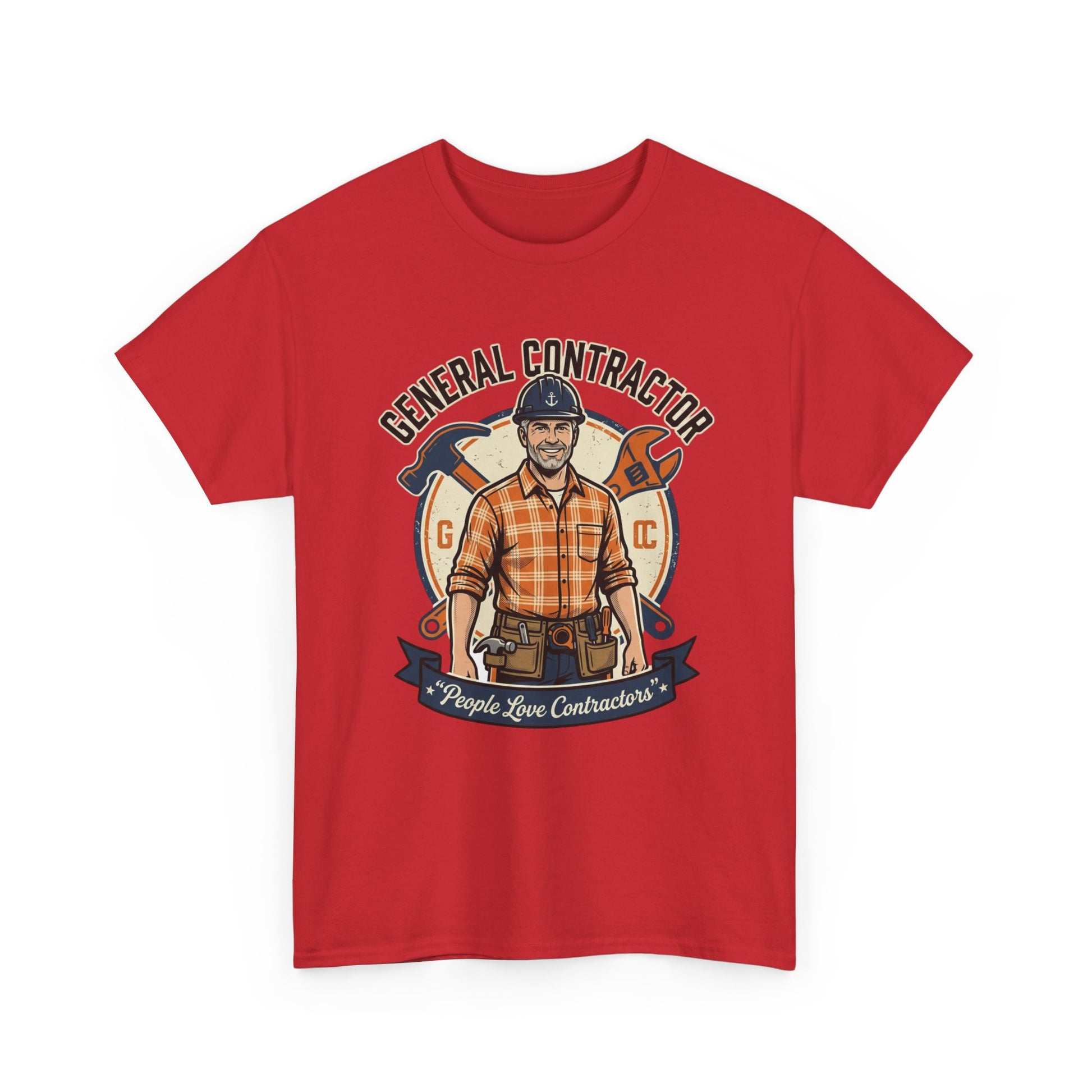 General Contractor T-Shirt — Vintage Construction Worker Logo Tee Printify
