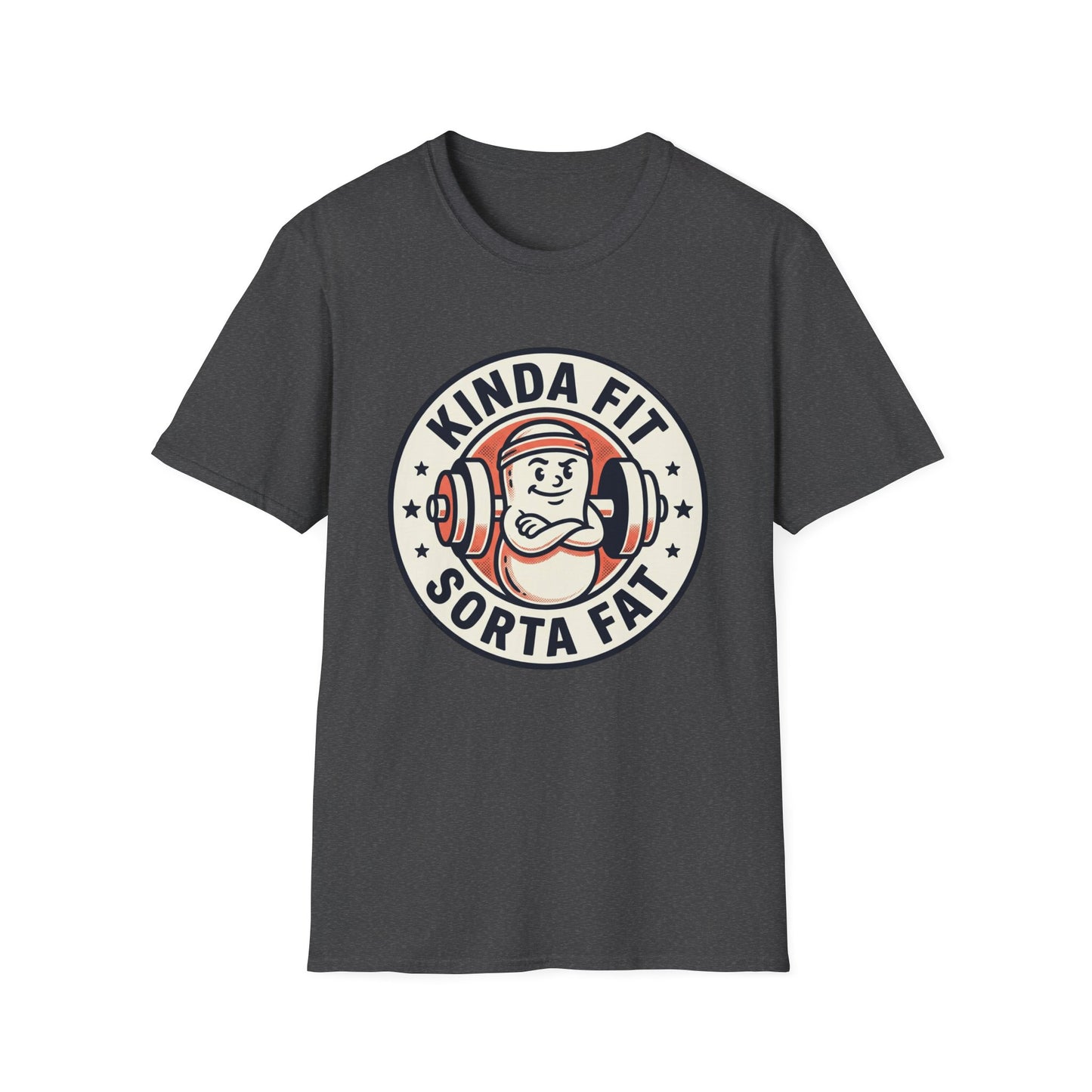 Kinda Fit Sorta Fat Funny Gym T-Shirt — Humorous Weightlifting Tee