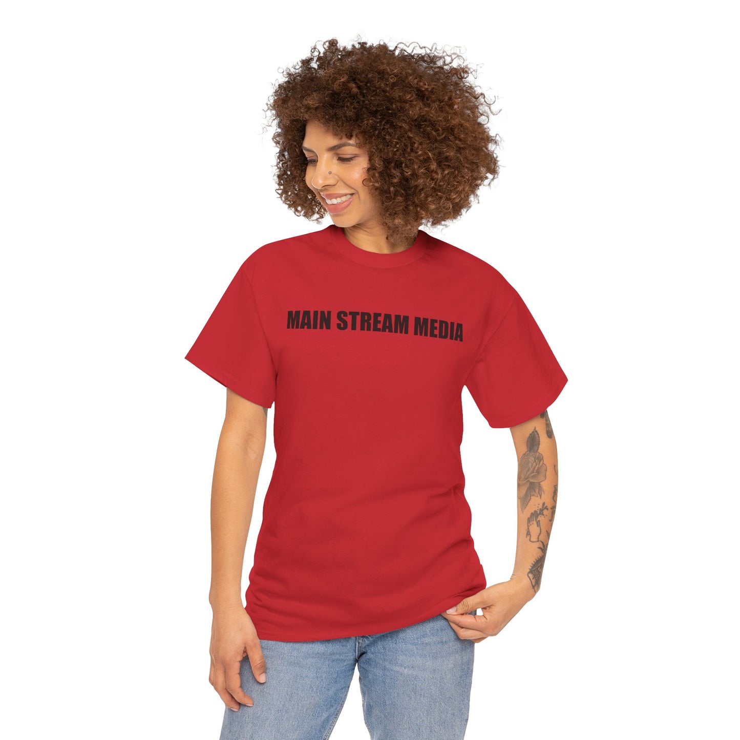Main Stream Media Tee — Minimalist Satire Graphic T-Shirt