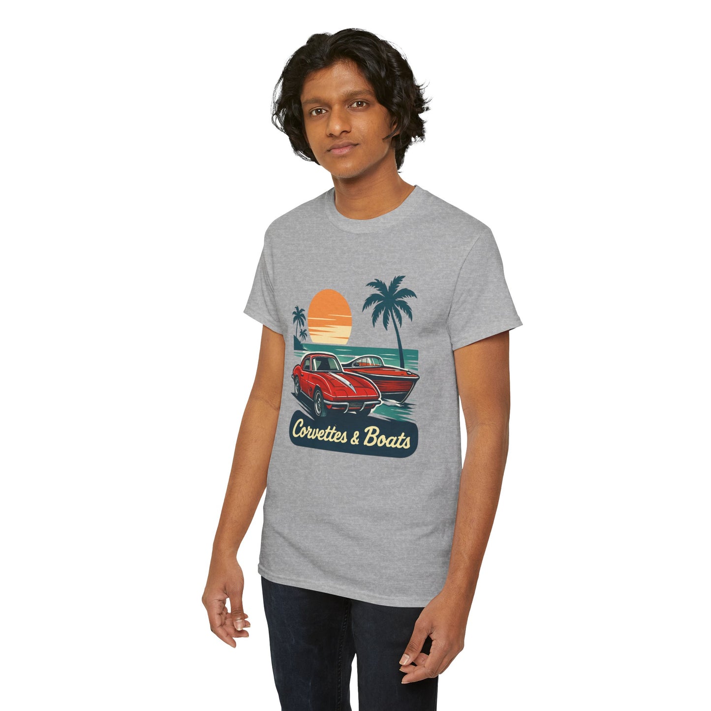 Corvettes & Boats Retro Sunset T‑Shirt