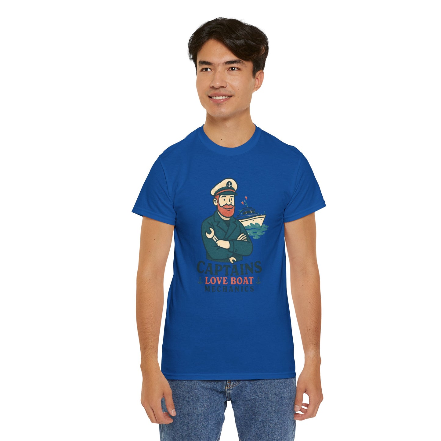 Captain Mechanics T‑Shirt — "Captains Love Boat Mechanics" Nautical Crew Tee