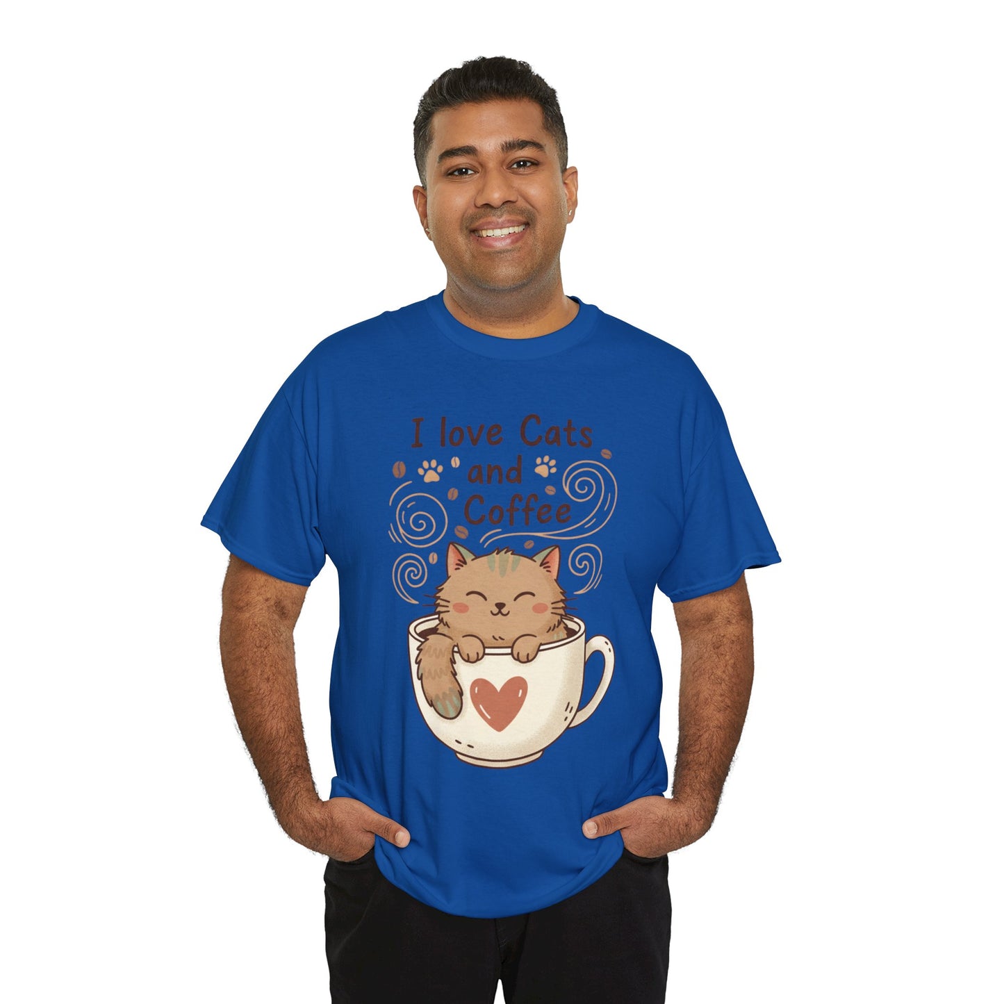 Cat and Coffee T‑Shirt — "I Love Cats and Coffee" Cute Cat in Mug Tee