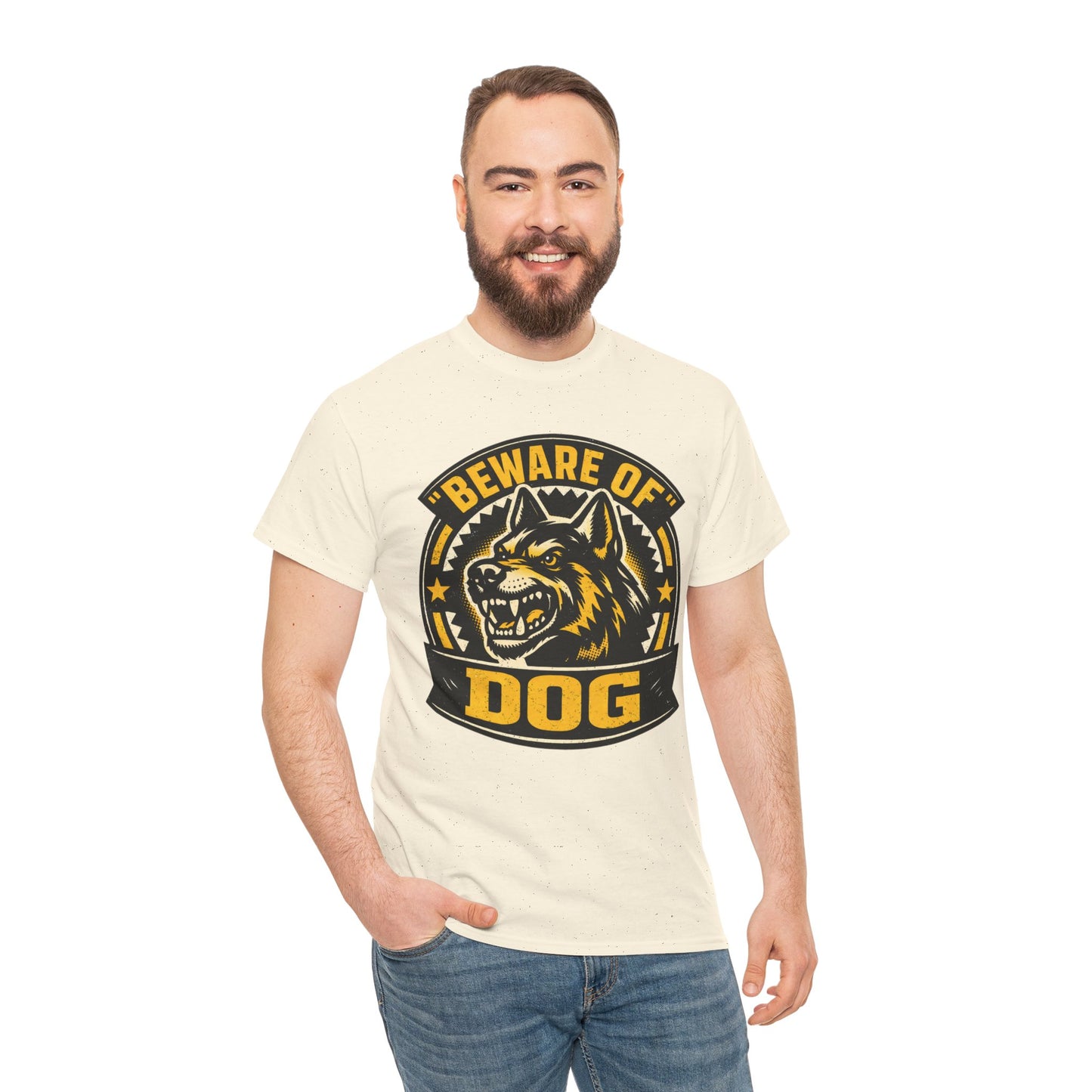 Beware of Dog T-Shirt — Retro Aggressive Dog Warning Graphic Tee Printify