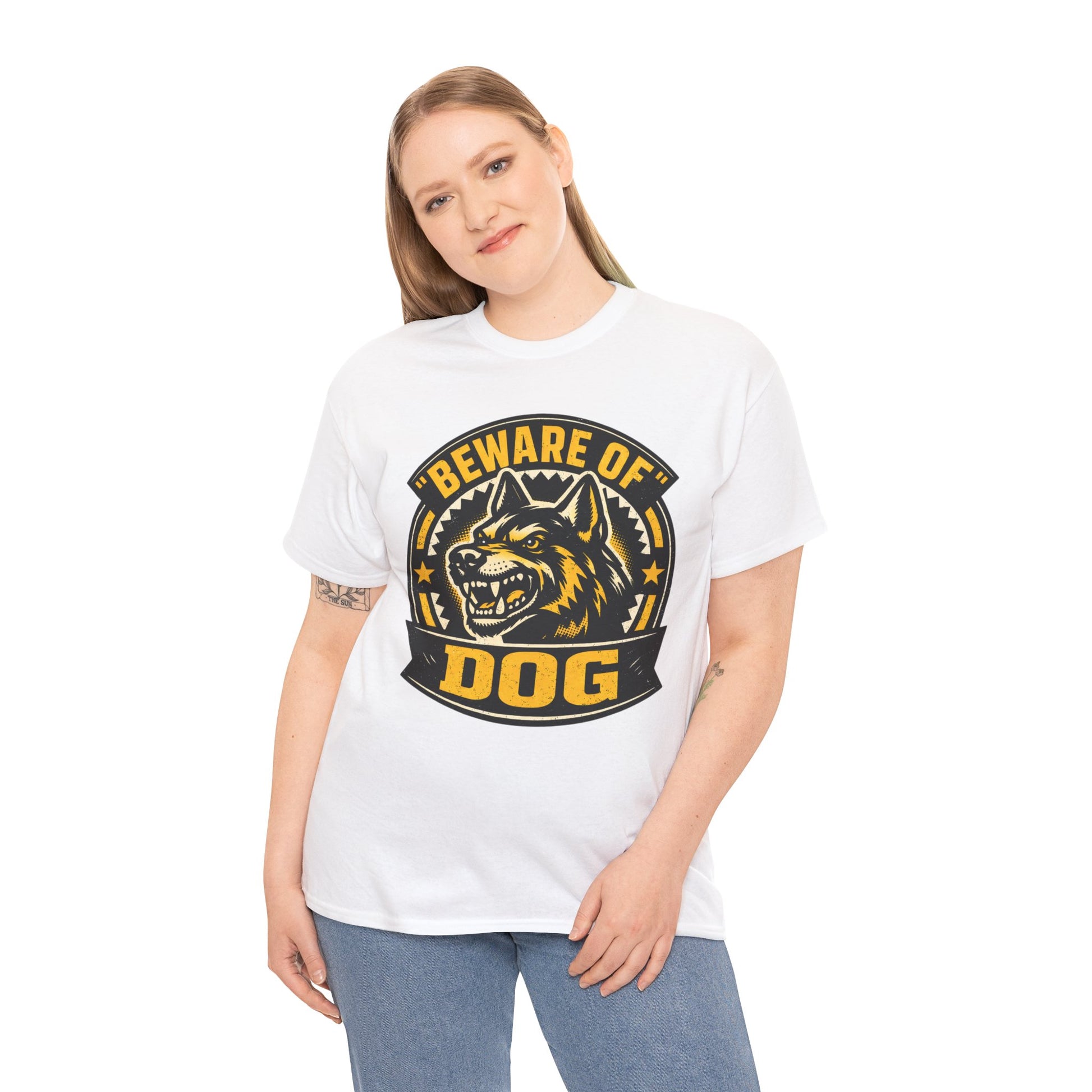Beware of Dog T-Shirt — Retro Aggressive Dog Warning Graphic Tee Printify