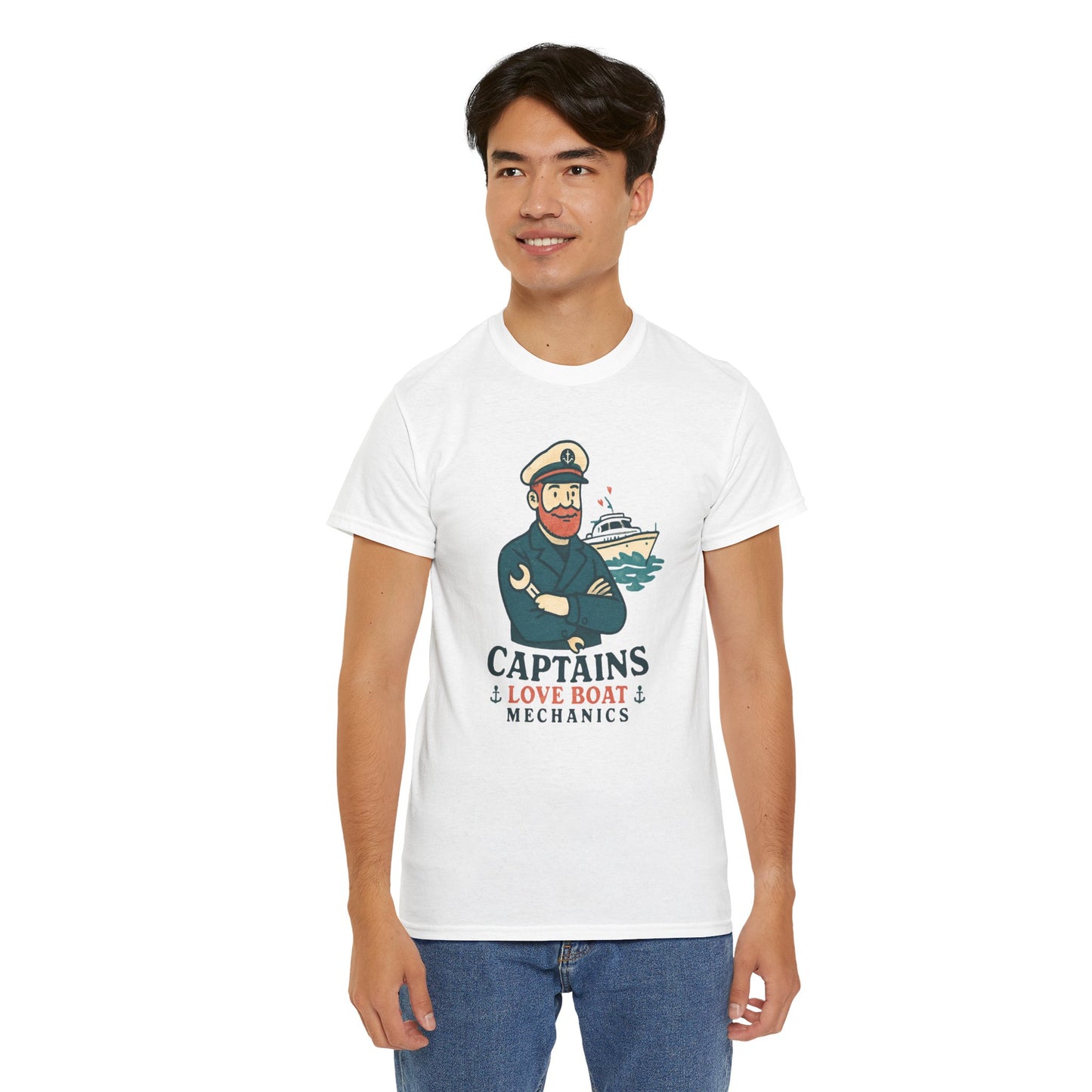 Captain Mechanics T‑Shirt — "Captains Love Boat Mechanics" Nautical Crew Tee