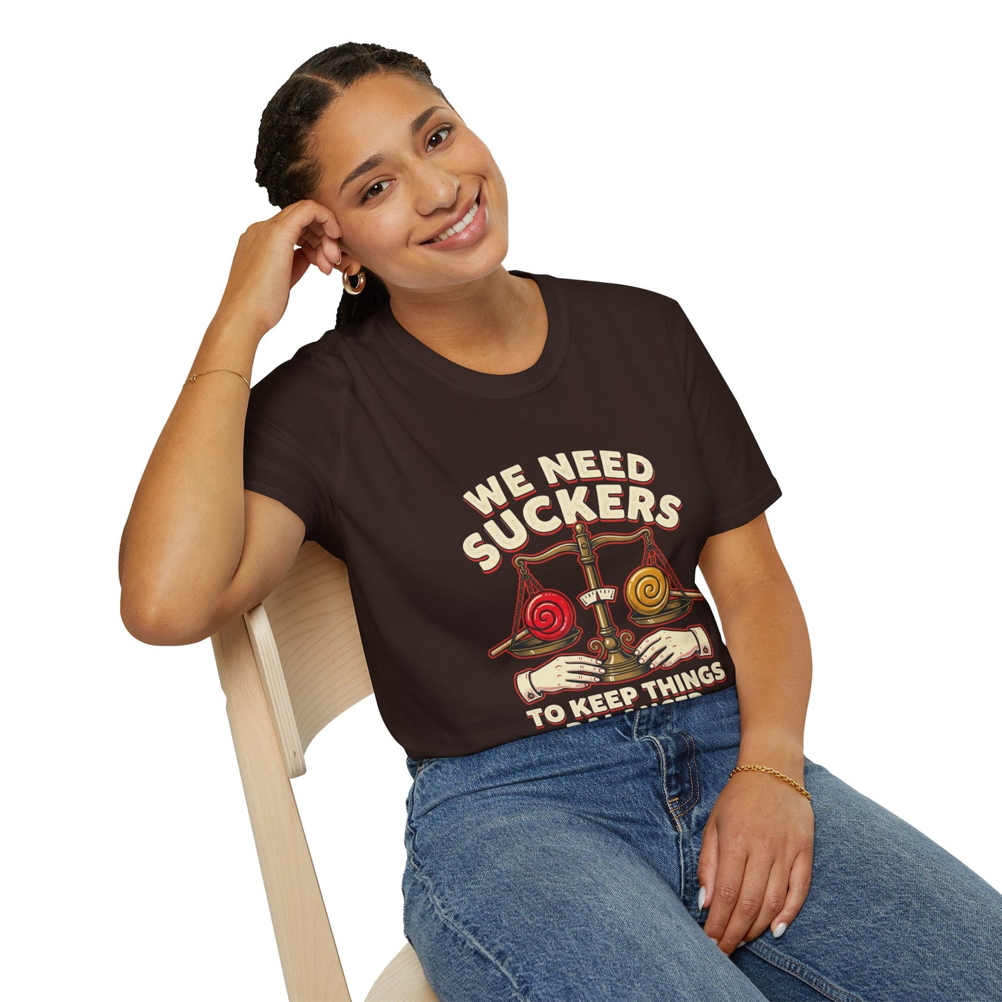 "We Need Suckers to Keep Things Balanced" Retro Candy Scale Tee