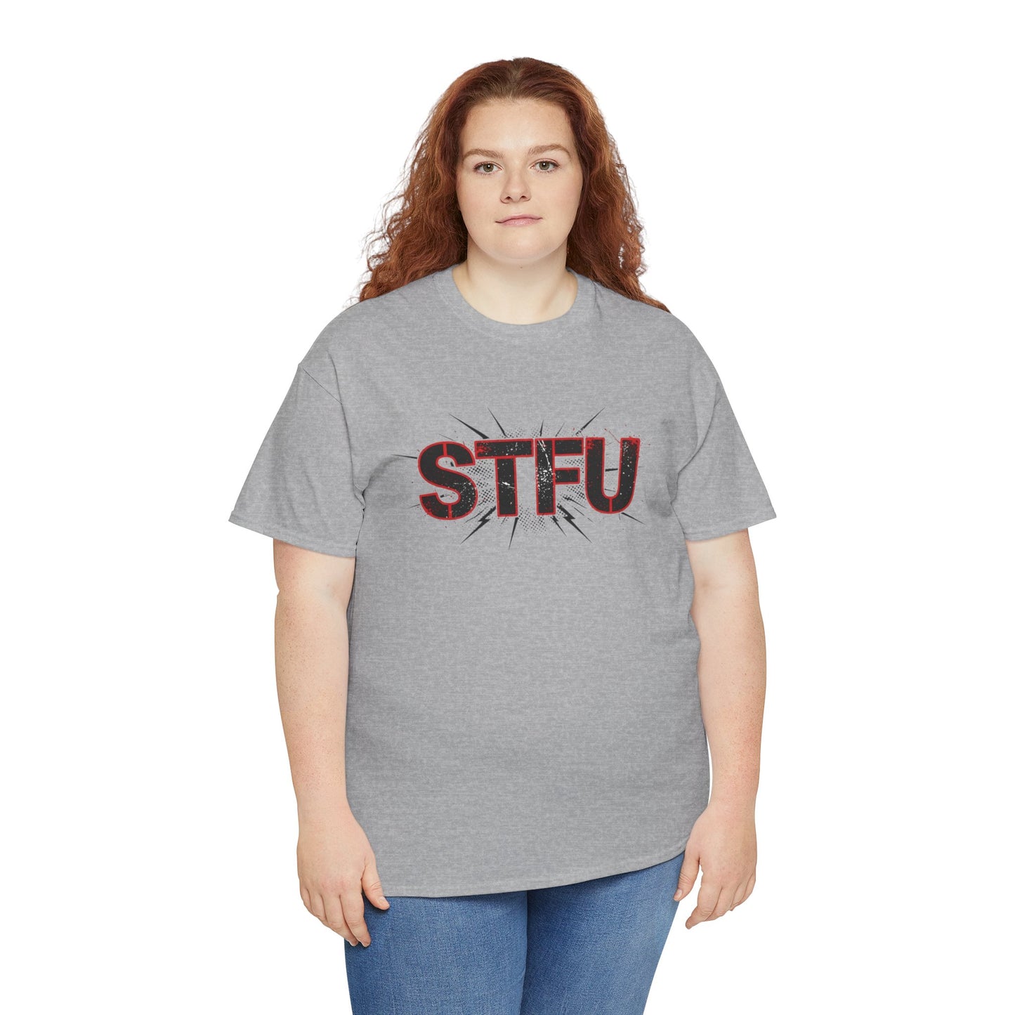 STFU Graphic Tee — Bold Distressed Text Shirt for Statement Style Printify