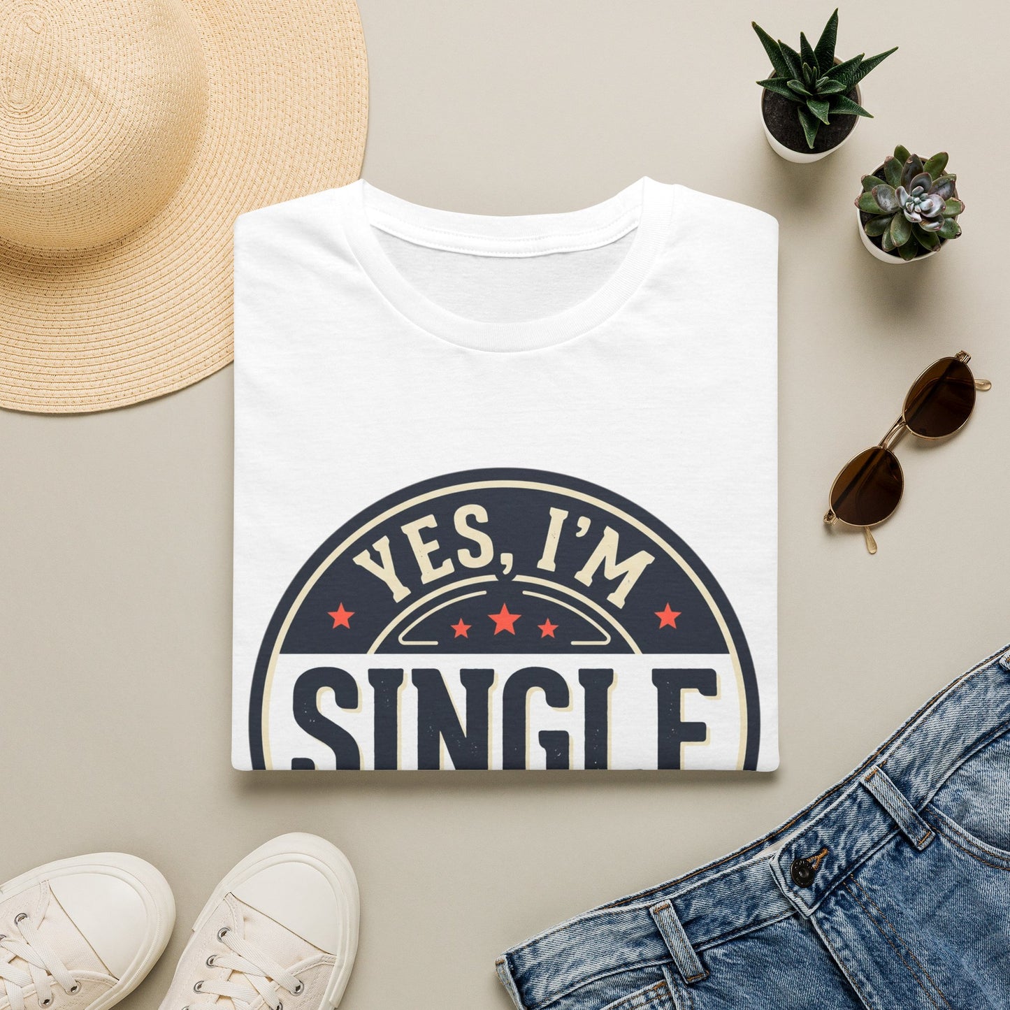 "Yes, I’m Single" Graphic Tee - Single Badge T-Shirt