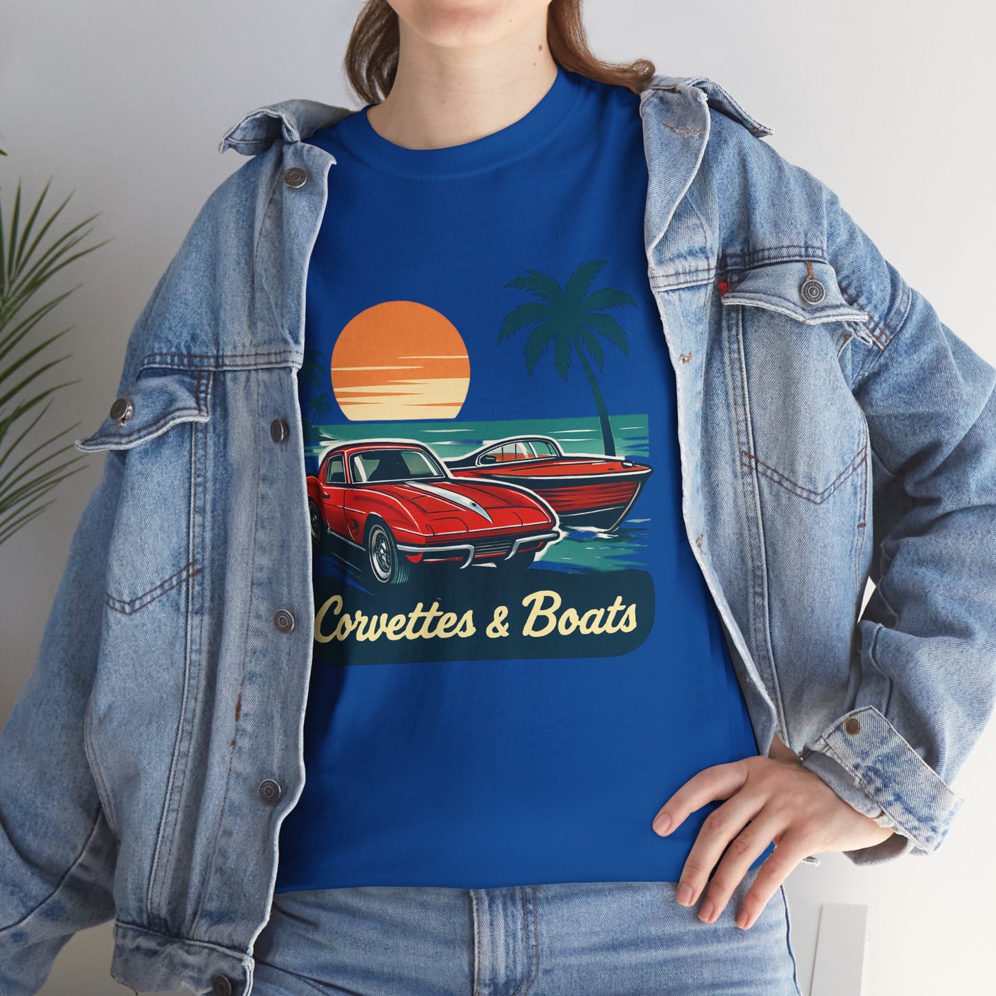 Corvettes & Boats Retro Sunset T‑Shirt