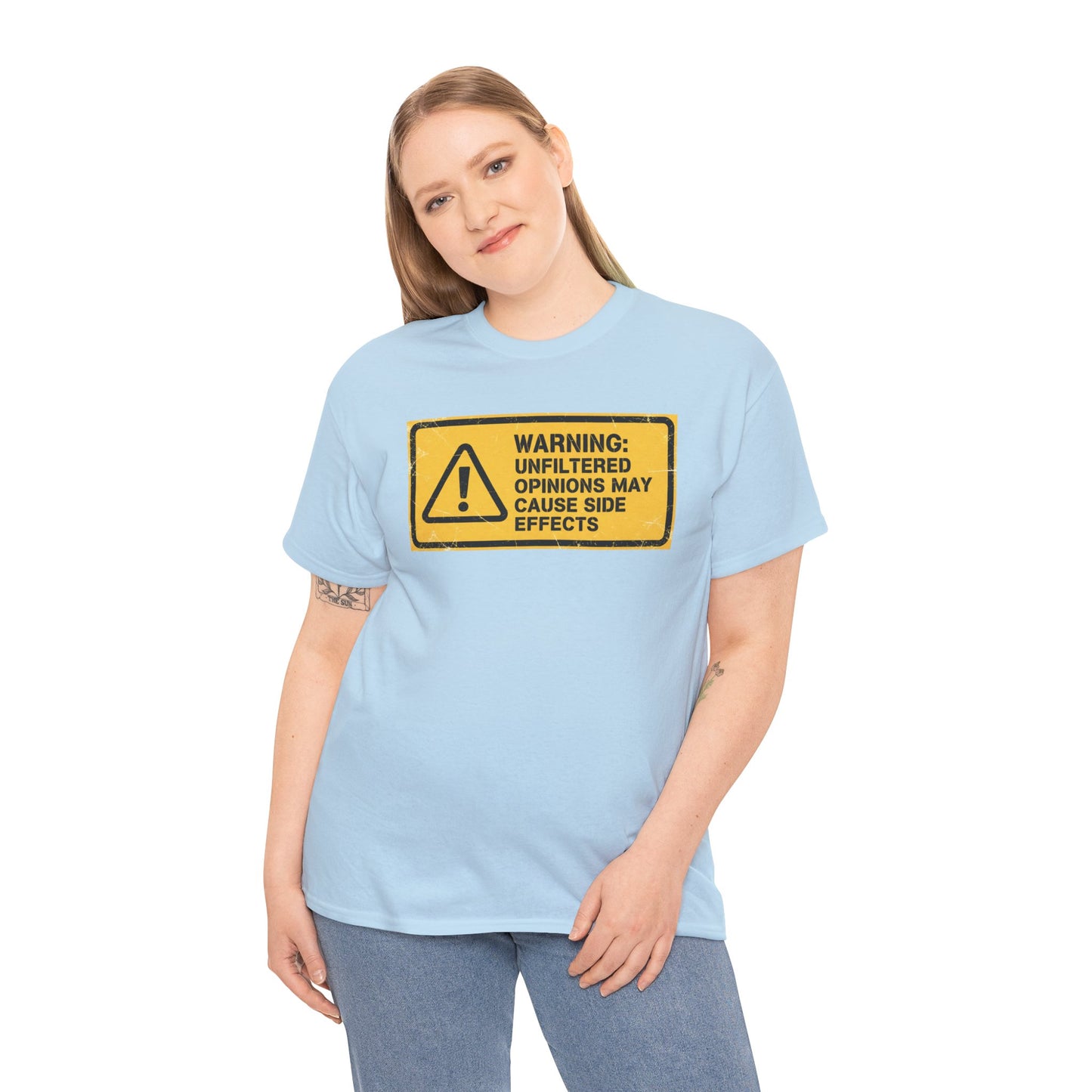 T-Shirt — "Warning: Unfiltered Opinions May Cause Side Effects" Graphic Tee