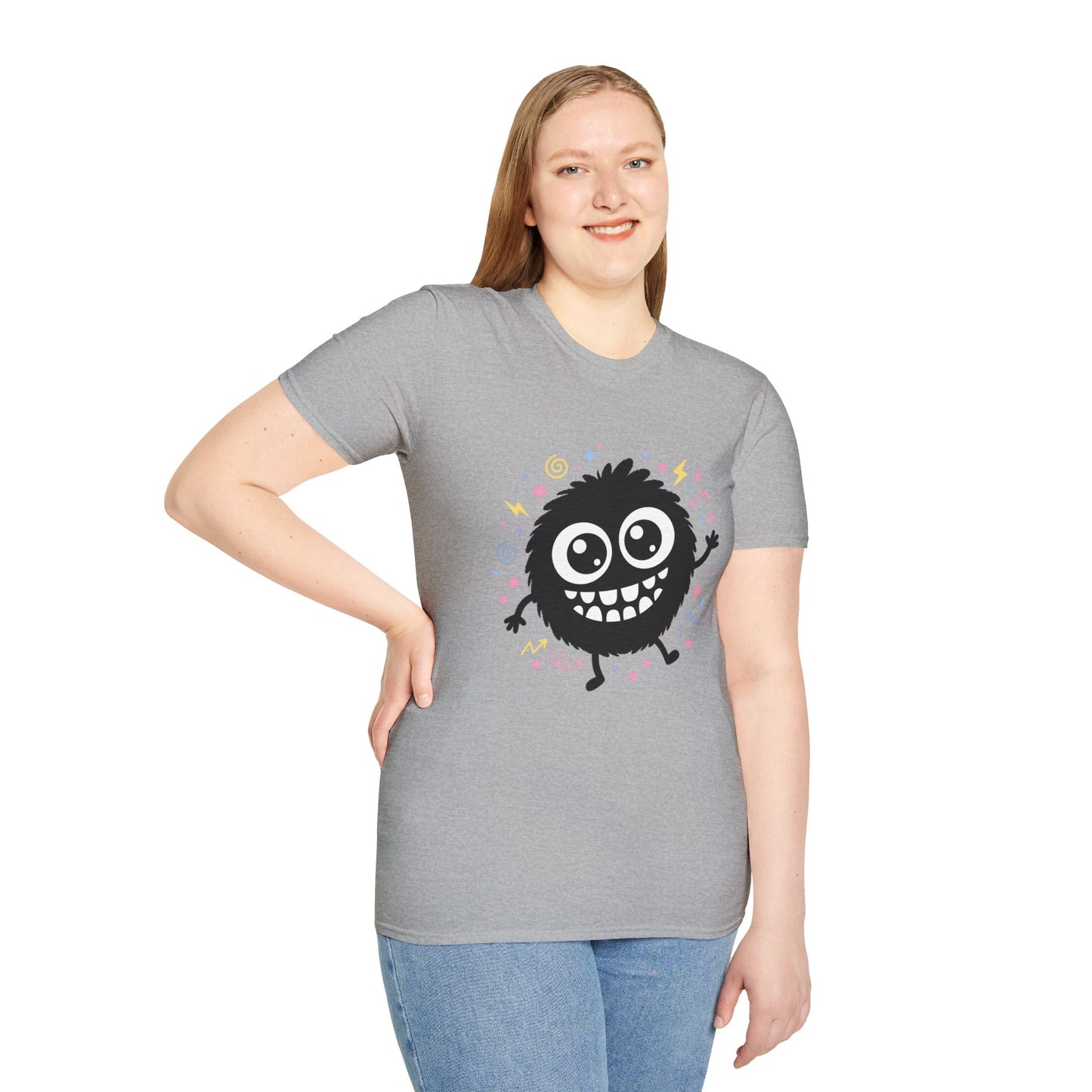 Cute Fuzzy Monster T-Shirt — Playful Cartoon Graphic Tee for Kids & Adults