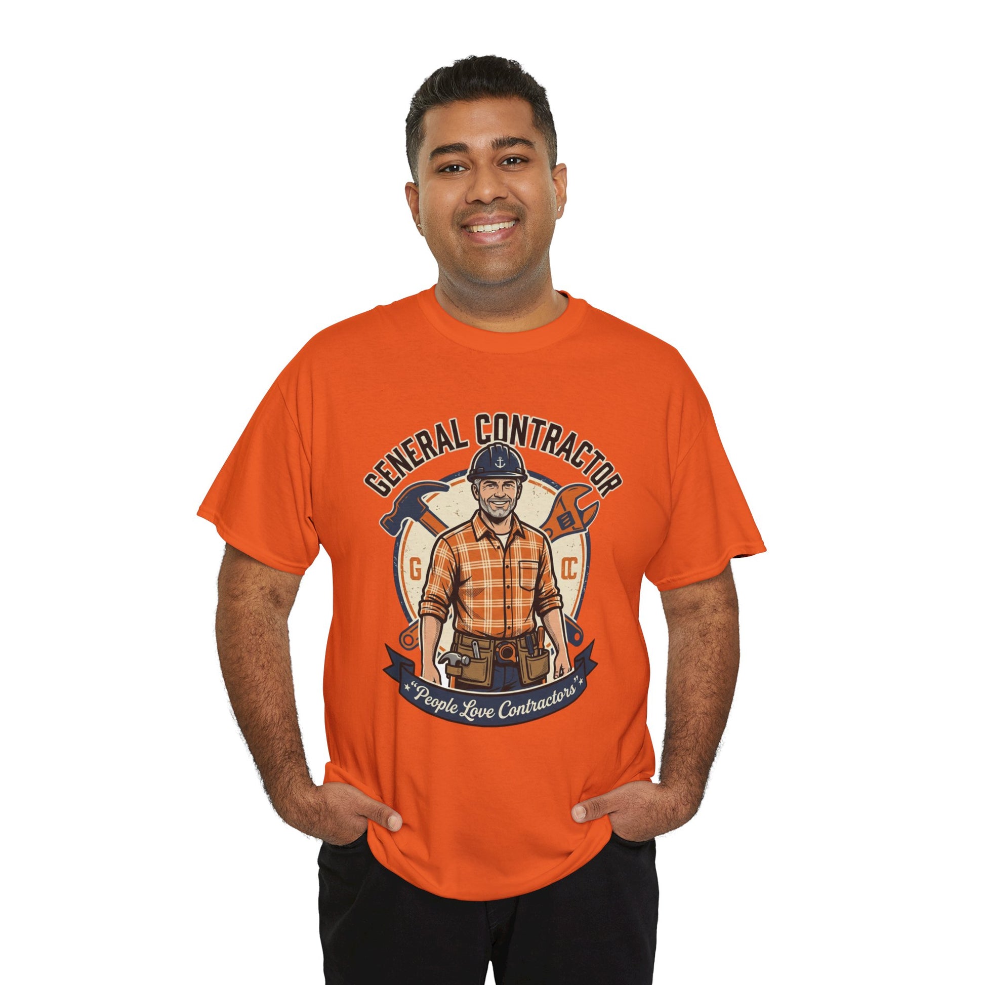 General Contractor T-Shirt — Vintage Construction Worker Logo Tee Printify