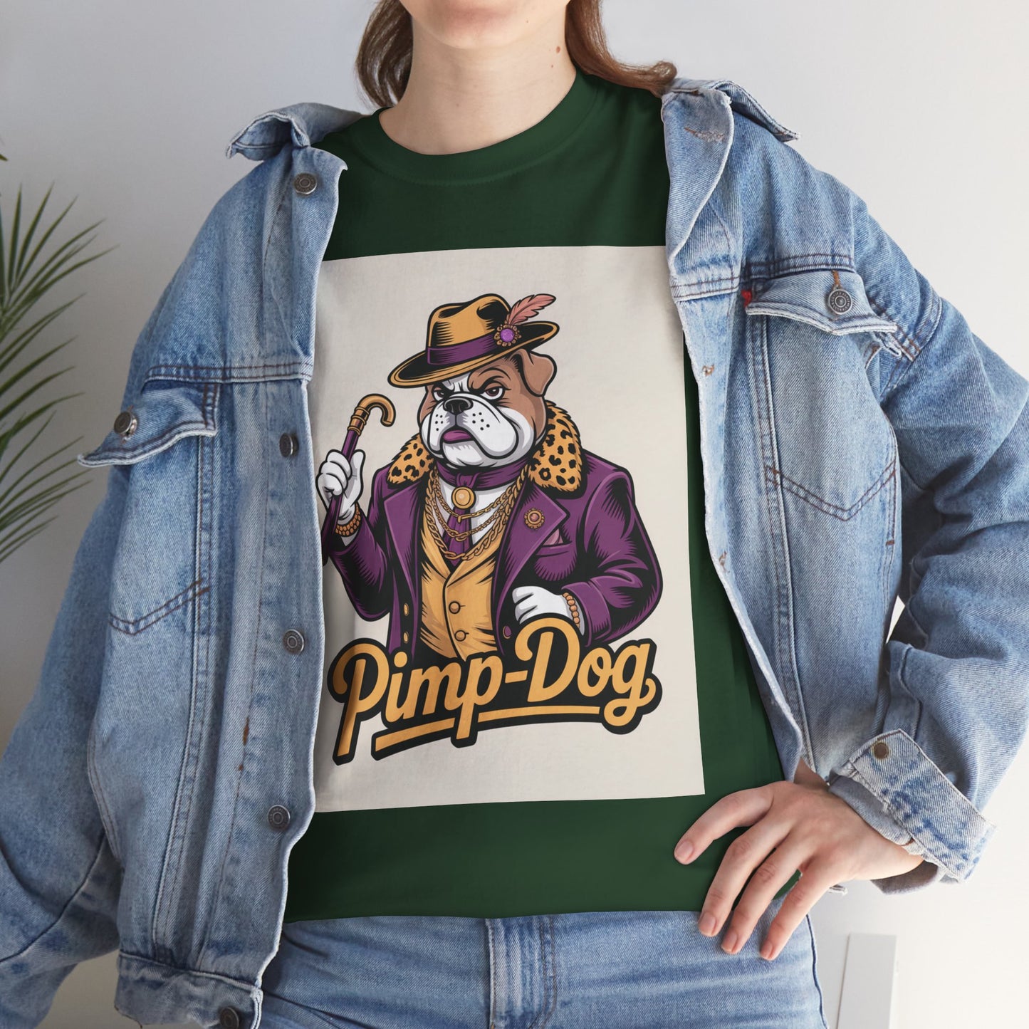 Pimp-Dog Graphic Tee — Retro Bulldog Character Shirt Printify