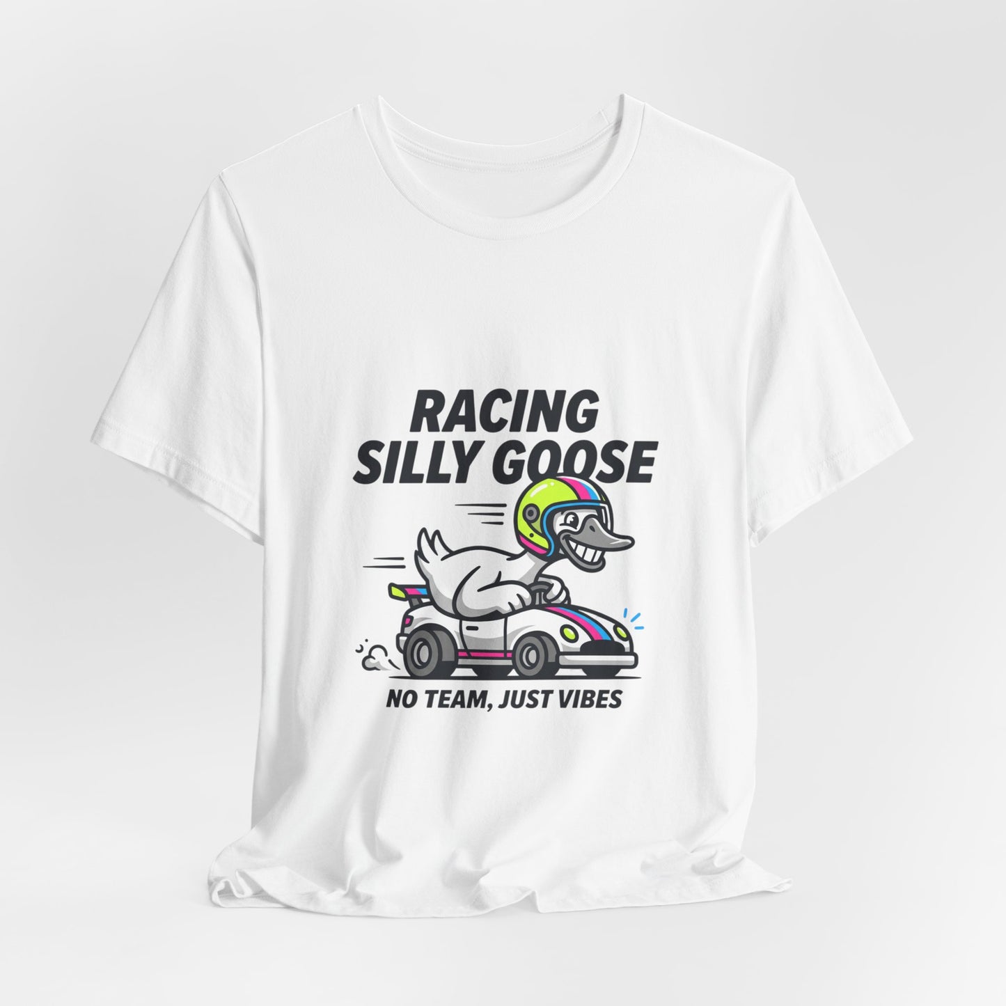 Racing Silly Goose Tee | motorsport parody, checkered race day humor