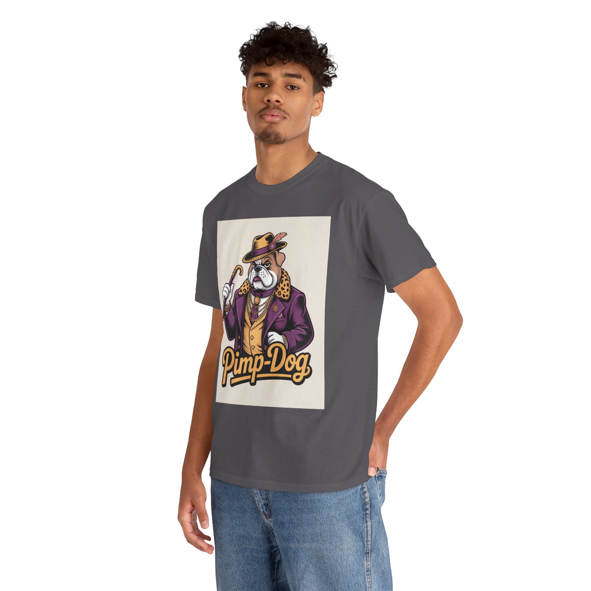Pimp-Dog Graphic Tee — Retro Bulldog Character Shirt Printify