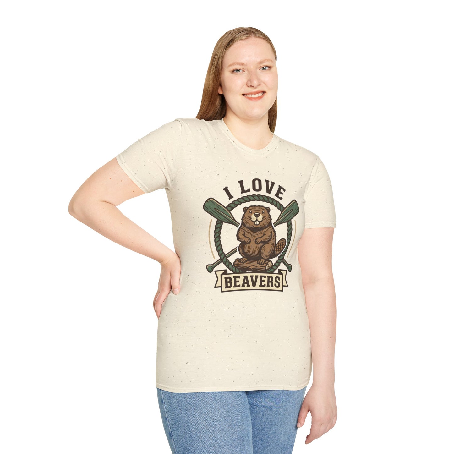 I Love Beavers T-Shirt — Cute Vintage Beaver Graphic Tee with Oars