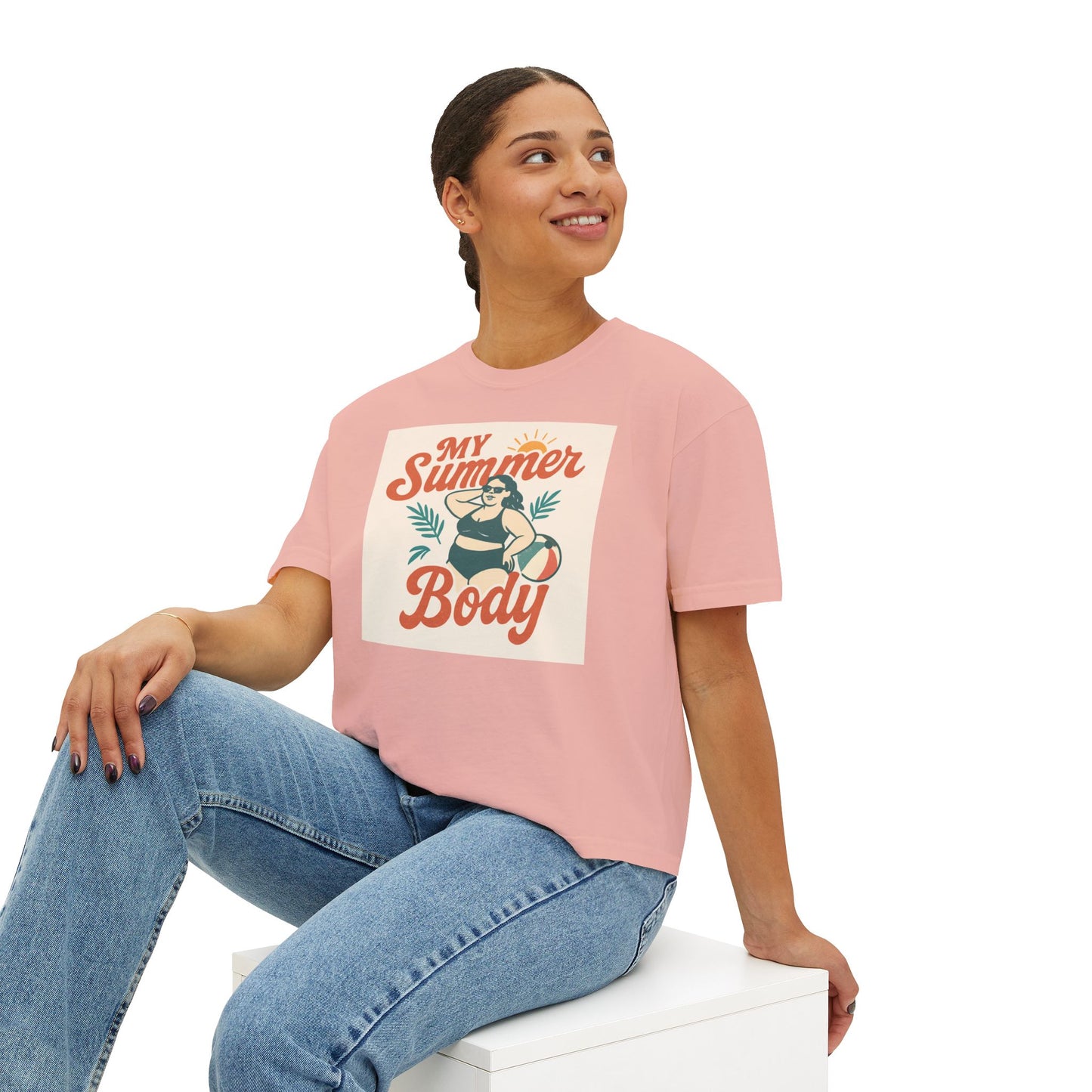 My Summer Body Boxy Tee — Retro Beach Graphic Women’s T‑Shirt