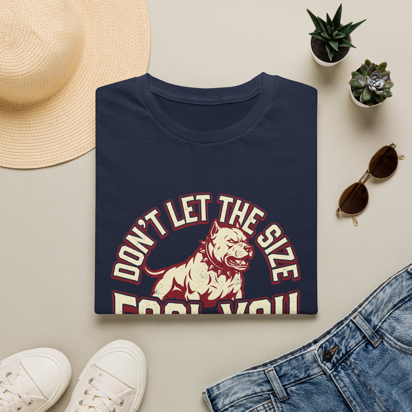 "Don’t Let The Size Fool You" Vintage Dog Tee-Pitbull Graphic T-Shirt