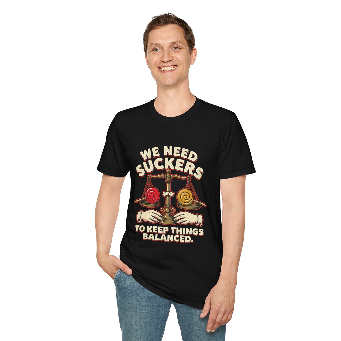 "We Need Suckers to Keep Things Balanced" Retro Candy Scale Tee