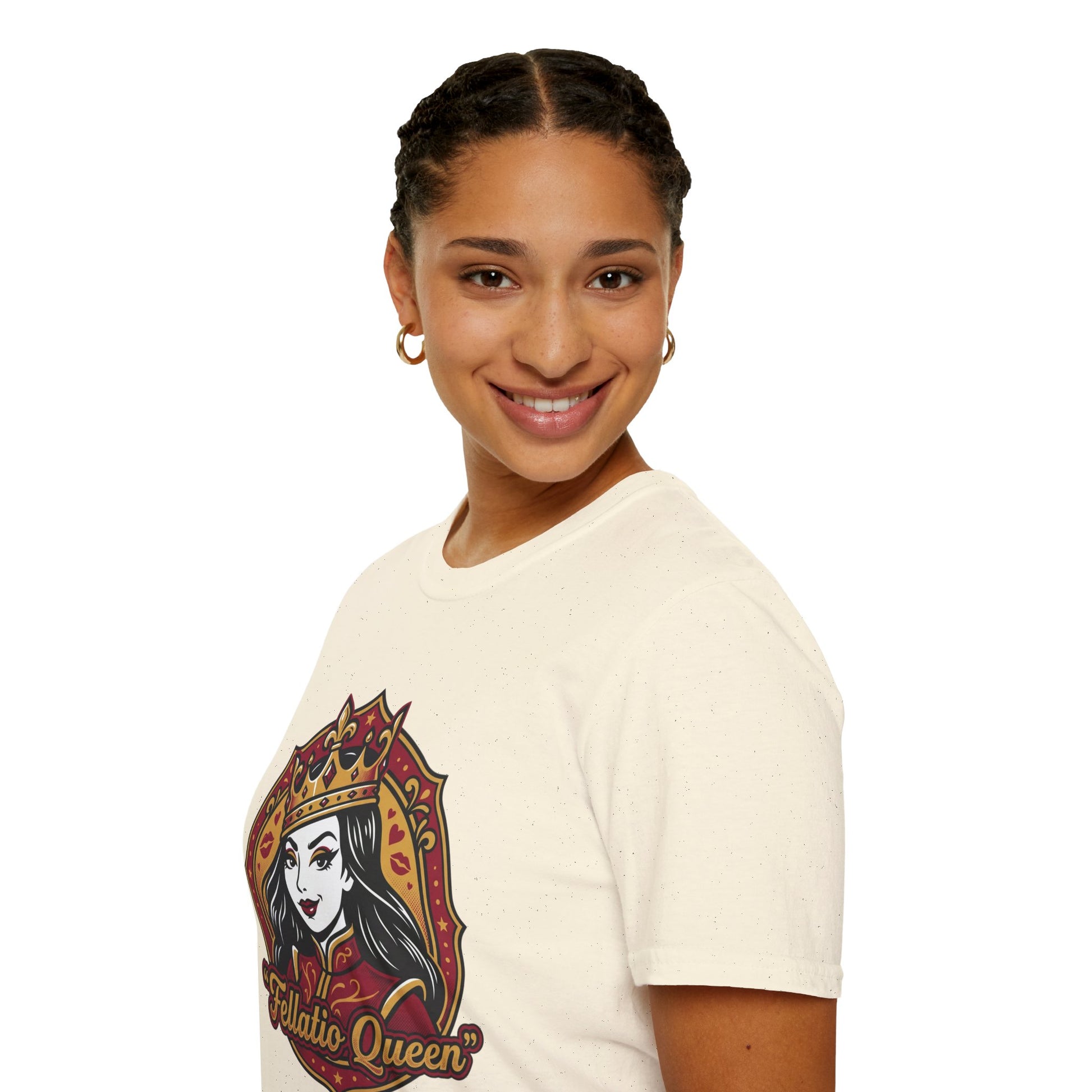 "Fellatio Queen" Retro Pinup Crown Graphic Tee Printify