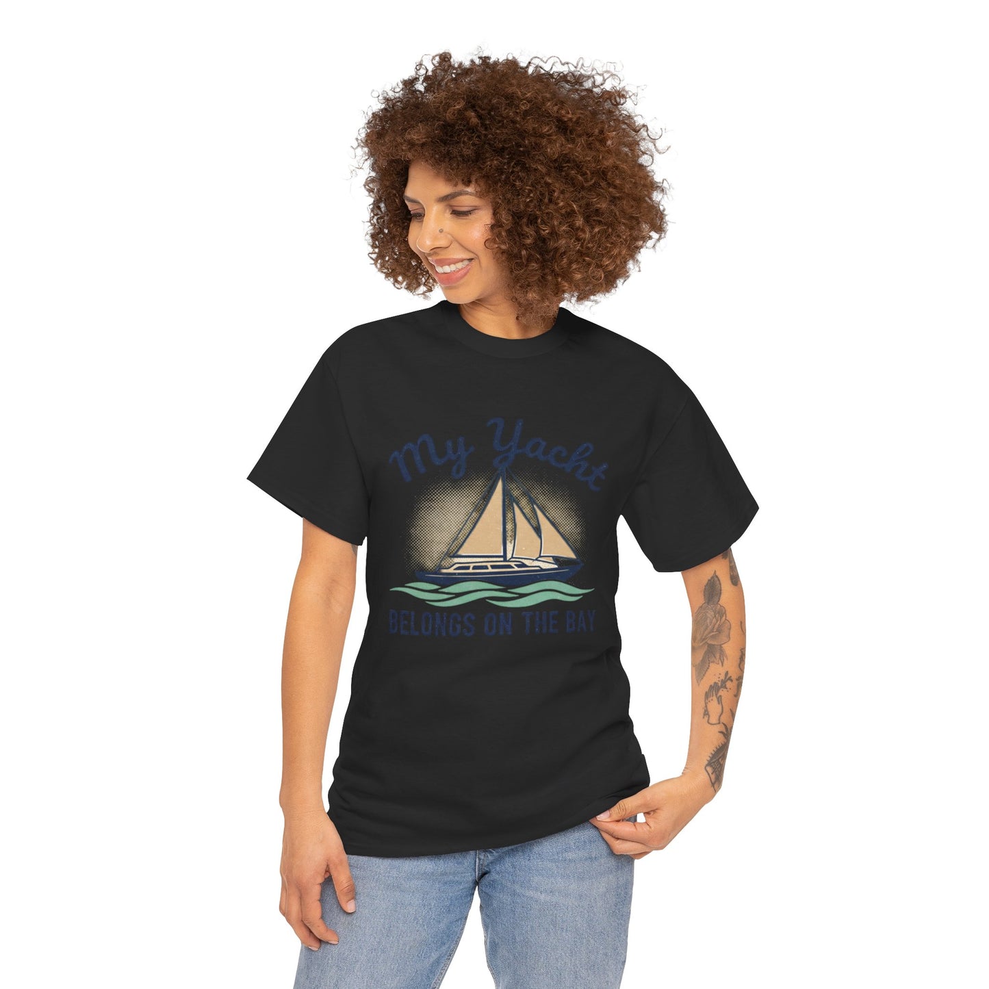 Sailboat Graphic Tee - "My Yacht Belongs on the Bay" Casual Nautical T-Shirt