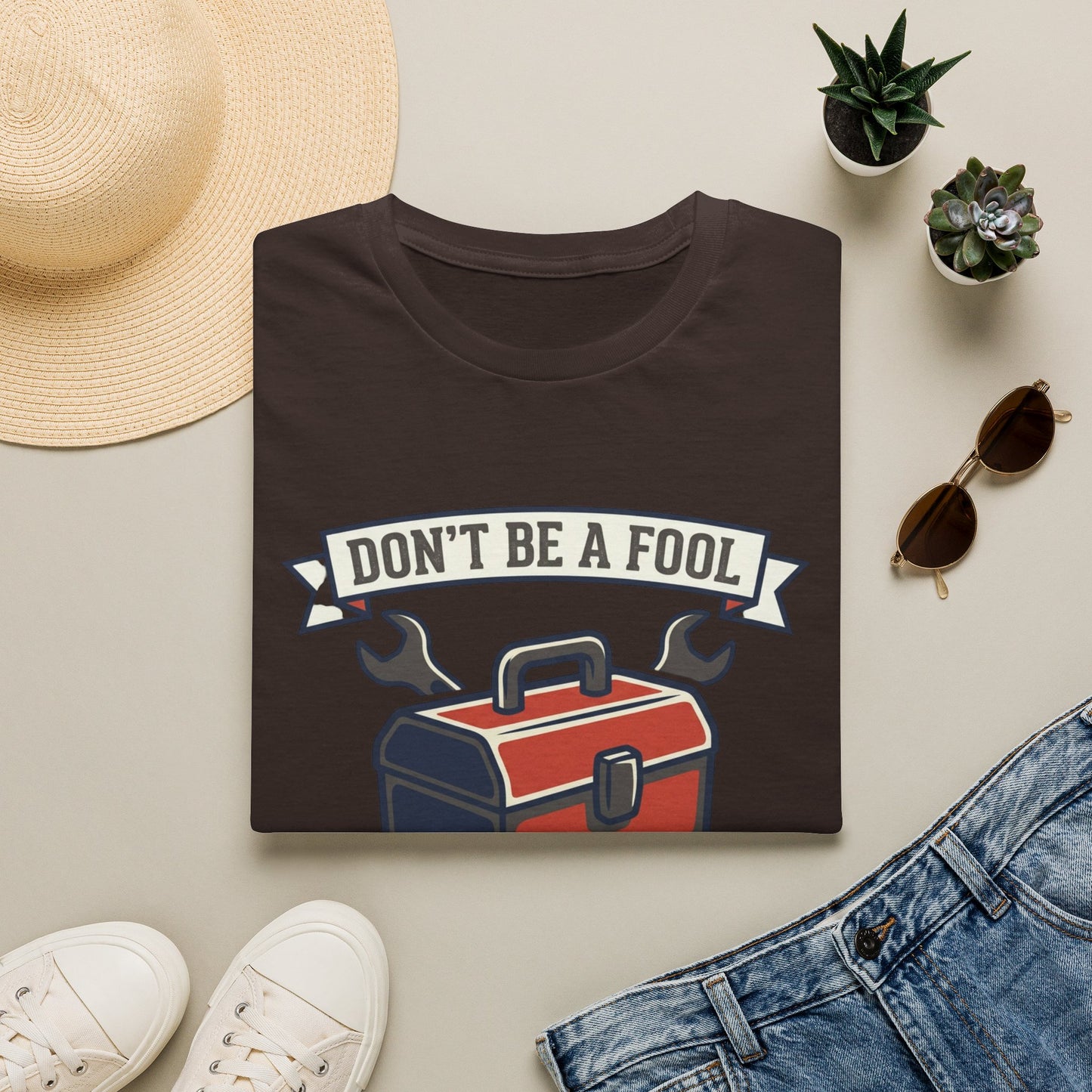 Don't Be a Fool Toolbox T‑Shirt — Wrap Your Tool Shirt for Mechanics & DIYers