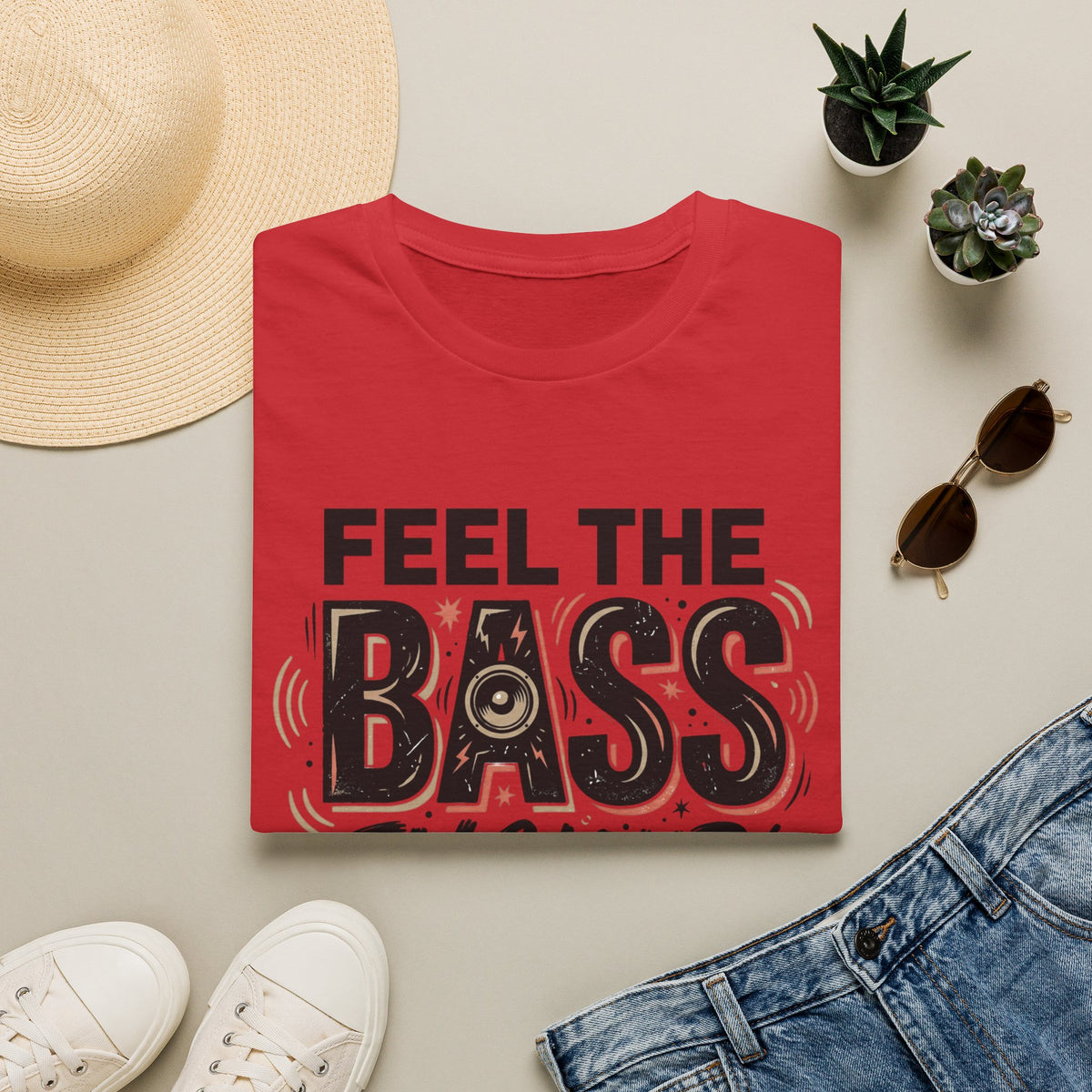 Feel the Bass In Your Face T-Shirt — Graphic Music Lover Tee