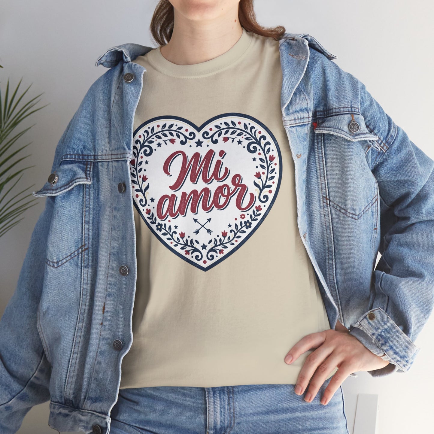 Mi Amor Heart T-Shirt — Romantic Floral Graphic Tee for Valentine’s Day